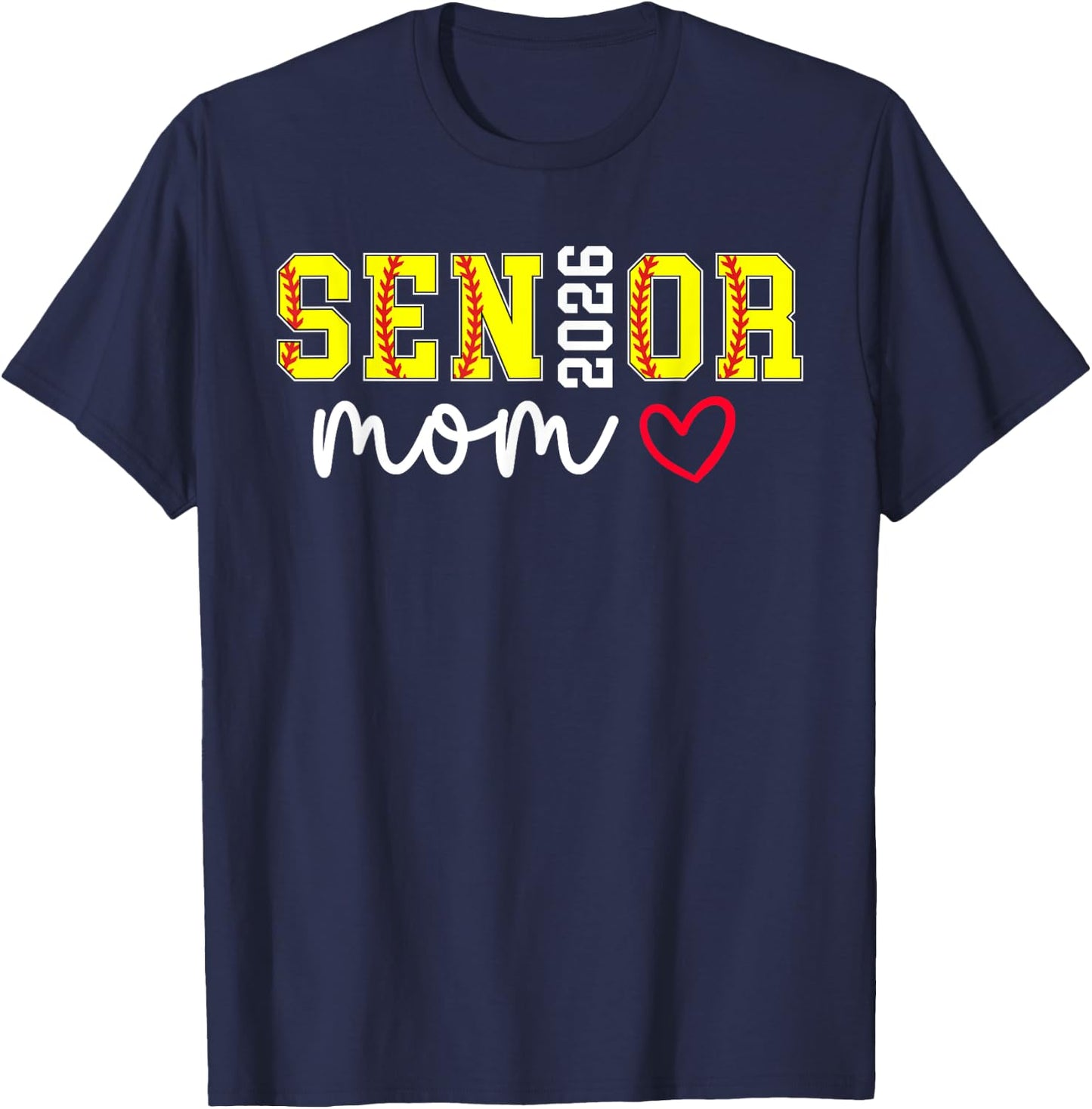 Softball Senior Mom 2026 Softball Player Senior Mama 2026 T-Shirt - T-Shirt | Navy