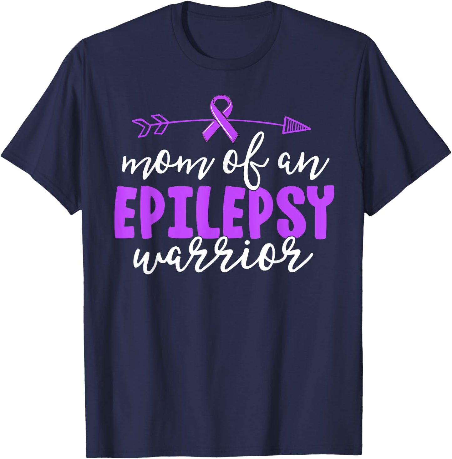 Epilepsy Mom Shirt Purple Ribbon Awareness Shirt Mother T-Shirt - T-Shirt | Navy