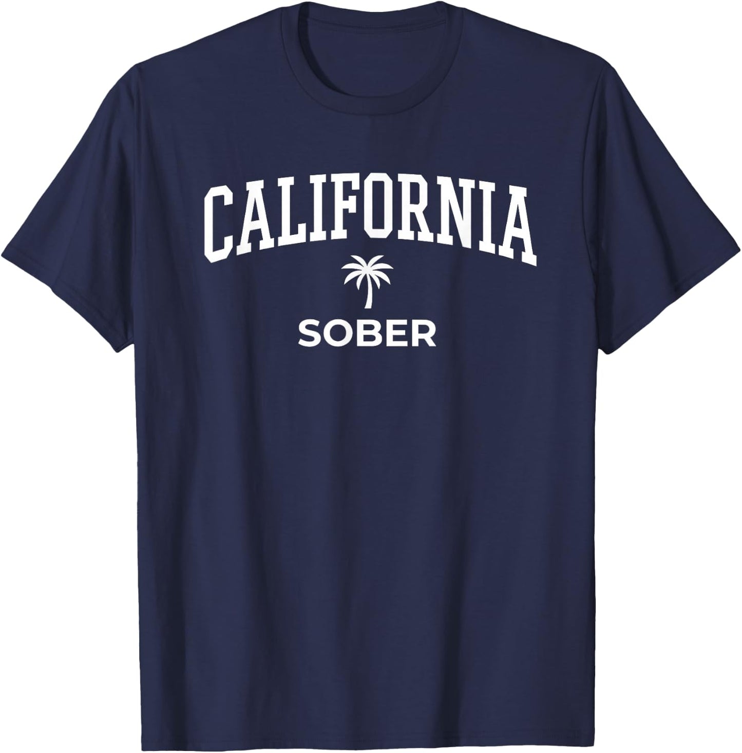 California Sober College Palm Typography Graphic T-Shirt - T-Shirt | Navy