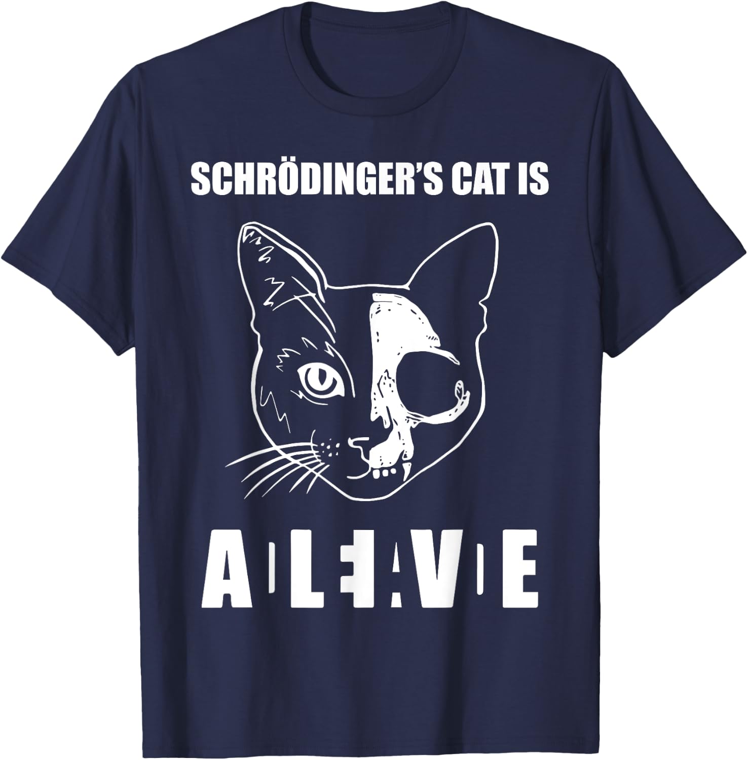 Schrödinger's Cat Dead & Alive Science Women T-Shirt - T-Shirt | Navy