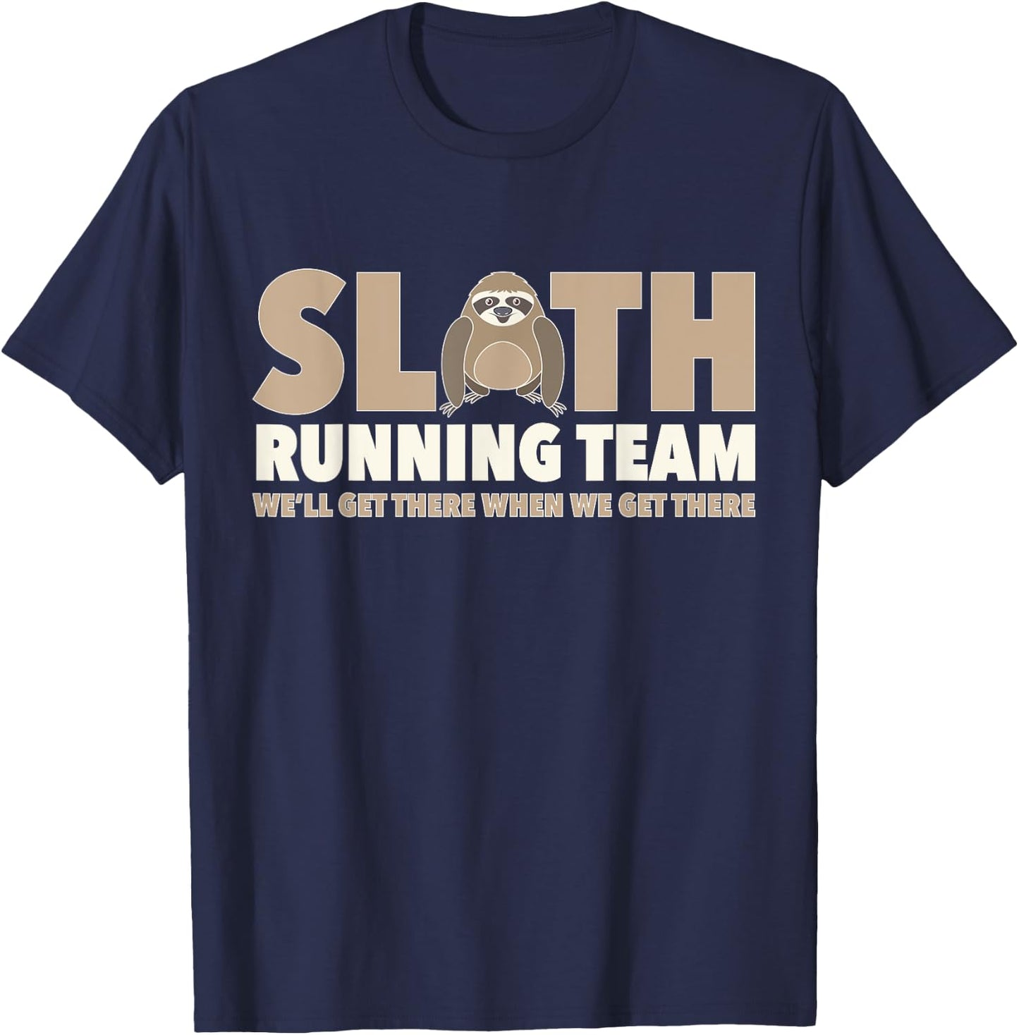 Sloth Running Team Funny Sloth Animal Lover Lazy Person T-Shirt - T-Shirt | Navy