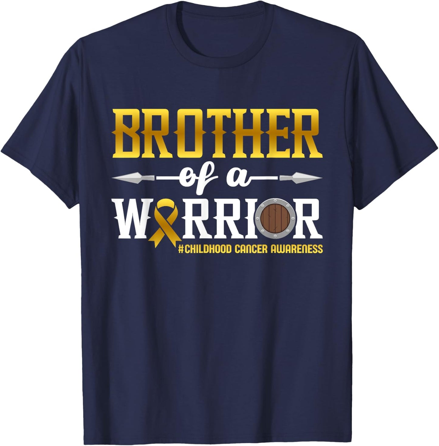 Brother Of A Warrior Childhood Cancer Awareness Ribbon T-Shirt - T-Shirt | Navy