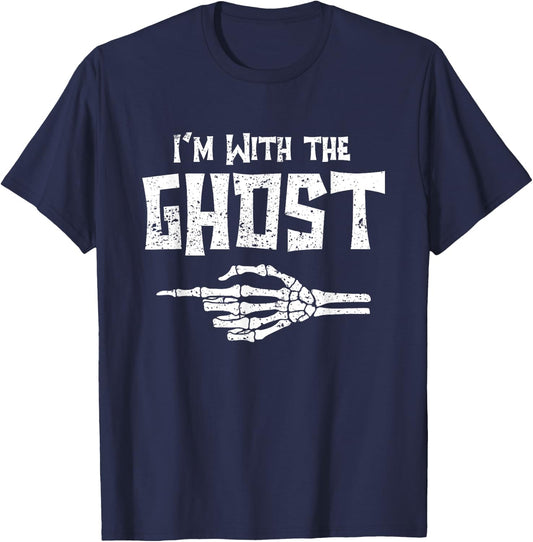 I'm With Ghost Matching Couple Easy Costume Halloween T-Shirt - T-Shirt | Navy