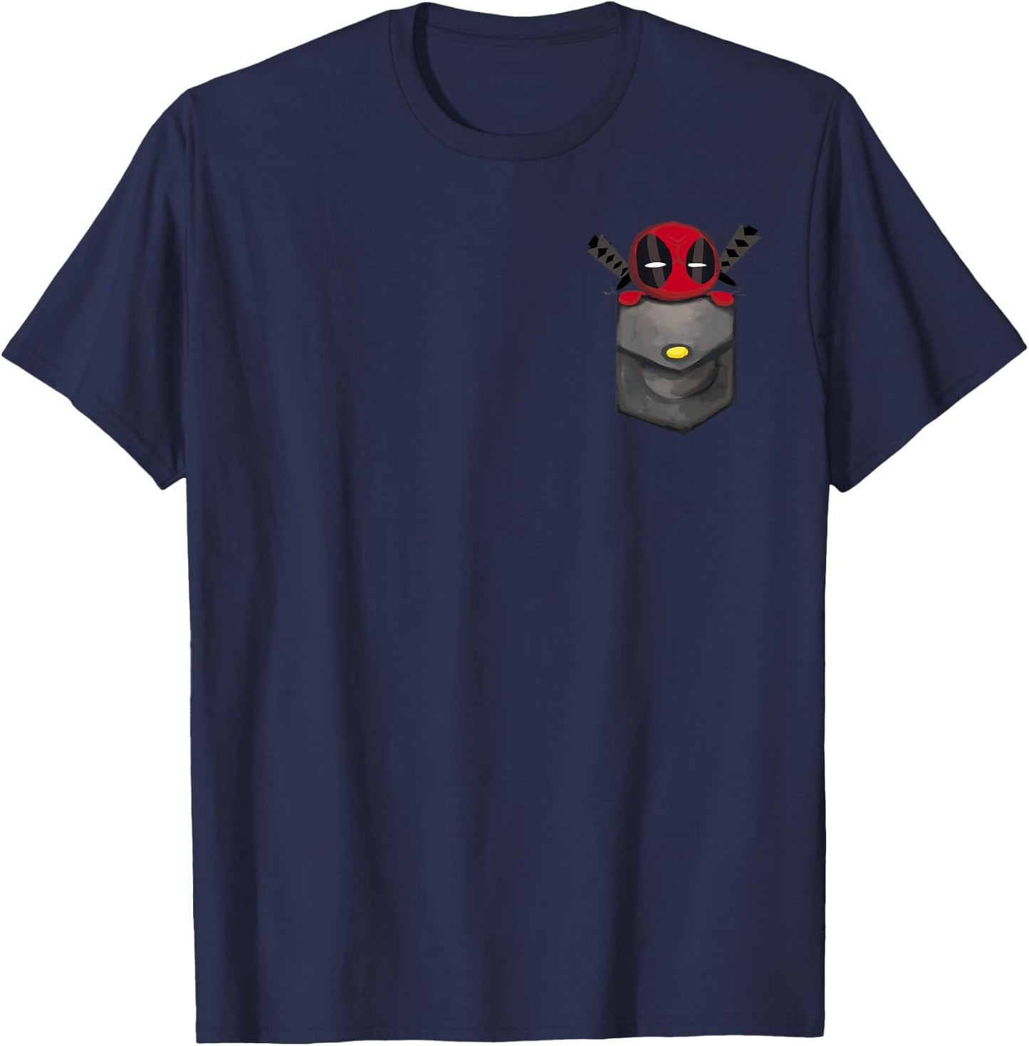 Marvel Deadpool Cute Comic Cartoon Faux Pocket Small T-Shirt - T-Shirt | Navy
