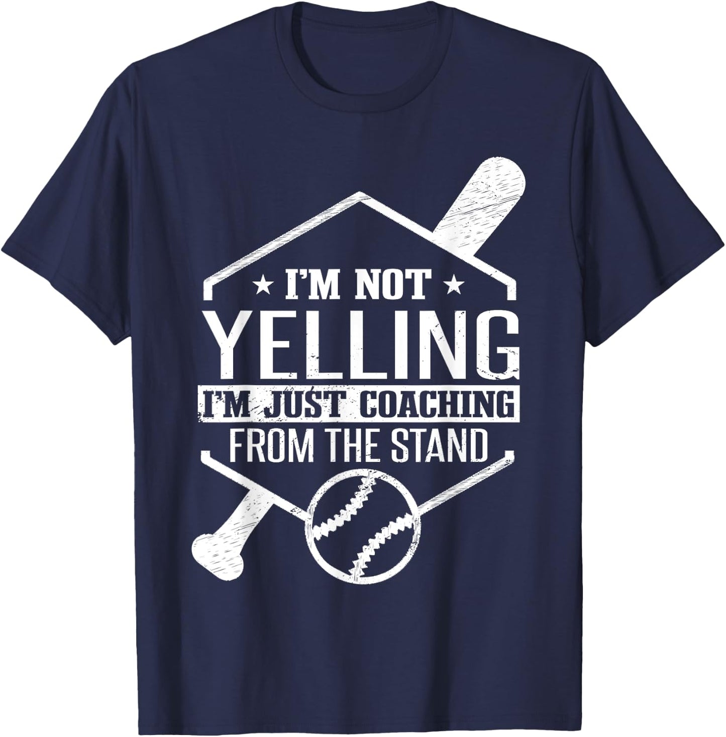 I'm Just Coaching From The Stand | Funny Baseball Dad T-Shirt - T-Shirt | Navy