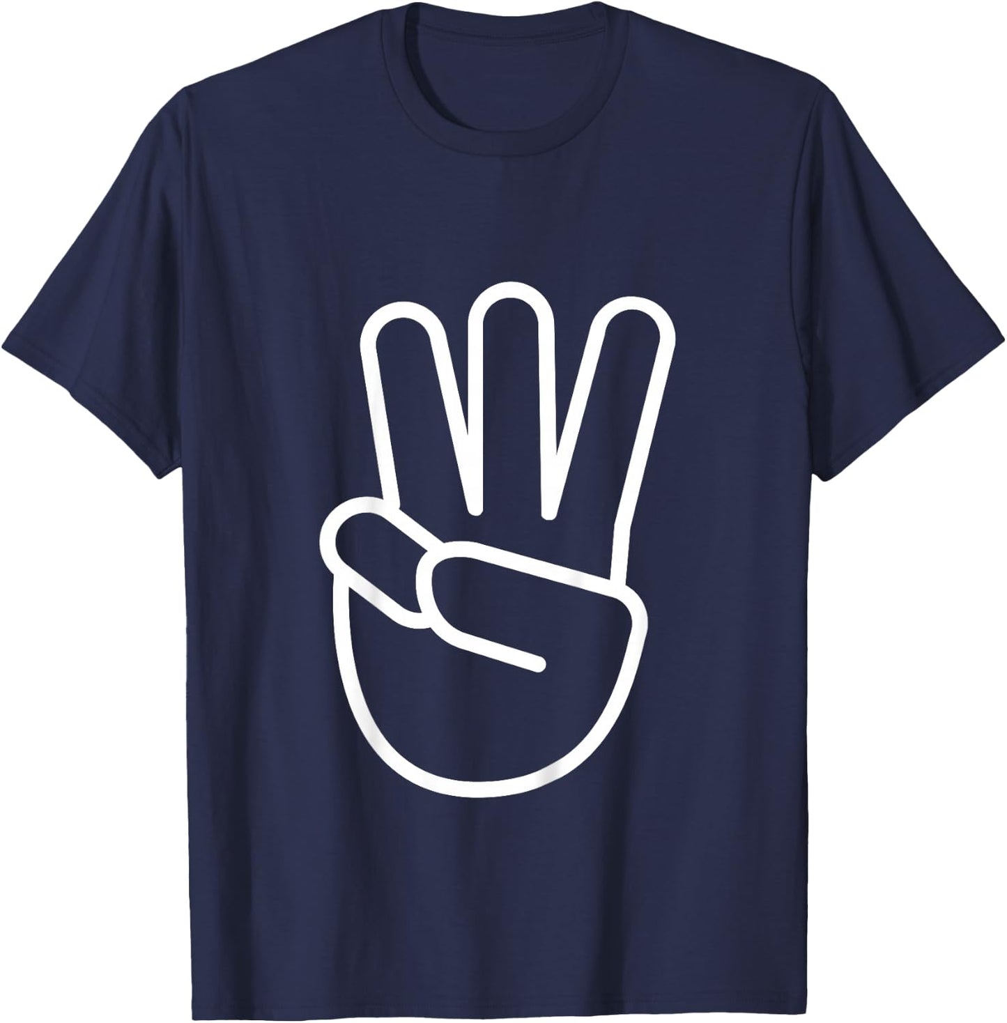 Three 3 Years Old Fingers 3rd Third Birthday Boys Girls Kids T-Shirt - T-Shirt | Navy