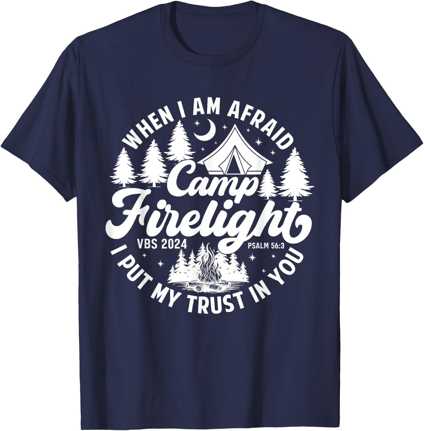 Camp Firelight Vacation Bible School VBS 2024 Christian Camp T-Shirt - T-Shirt | Navy