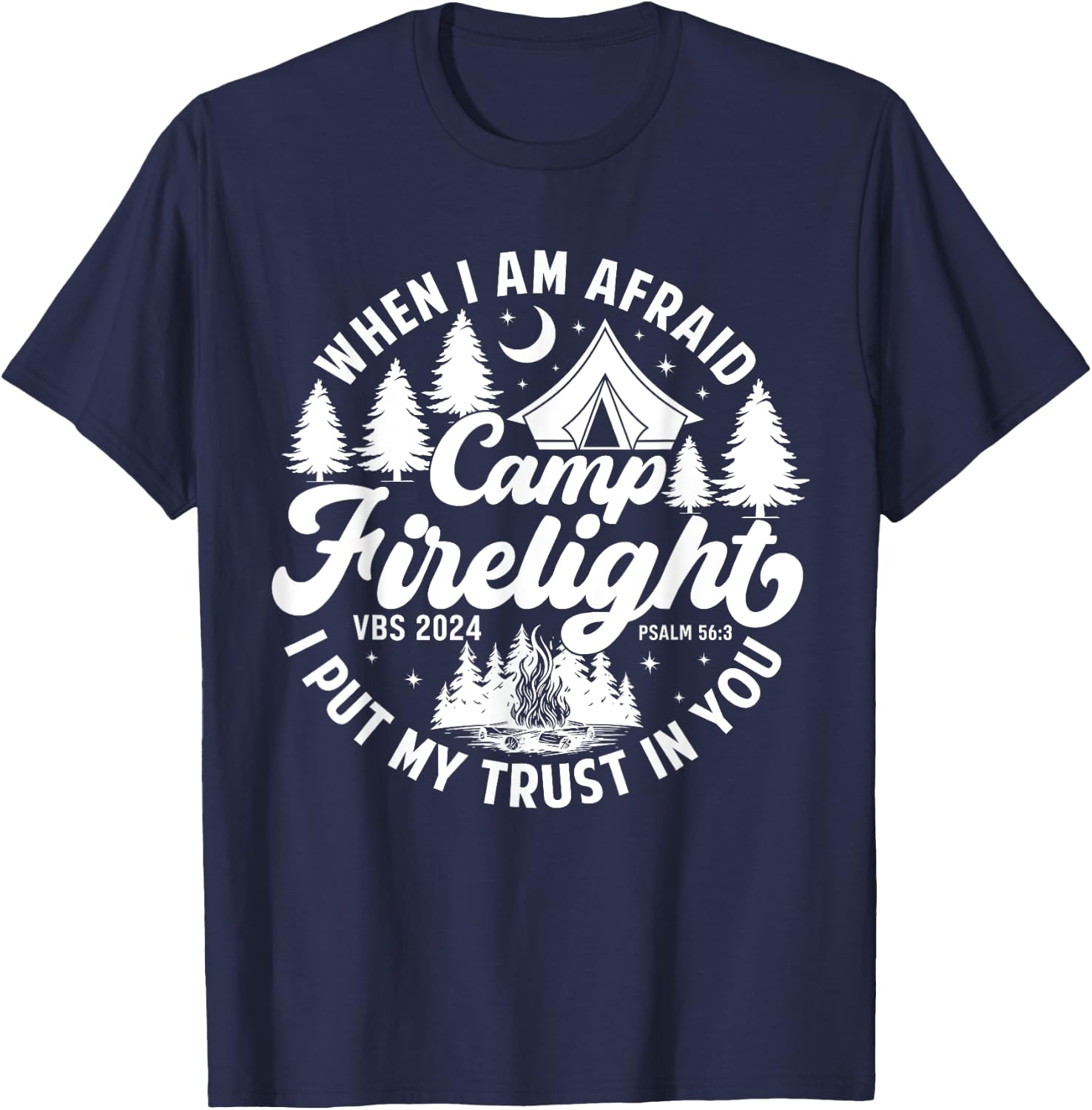 Camp Firelight Vacation Bible School VBS 2024 Christian Camp T-Shirt - T-Shirt | Navy