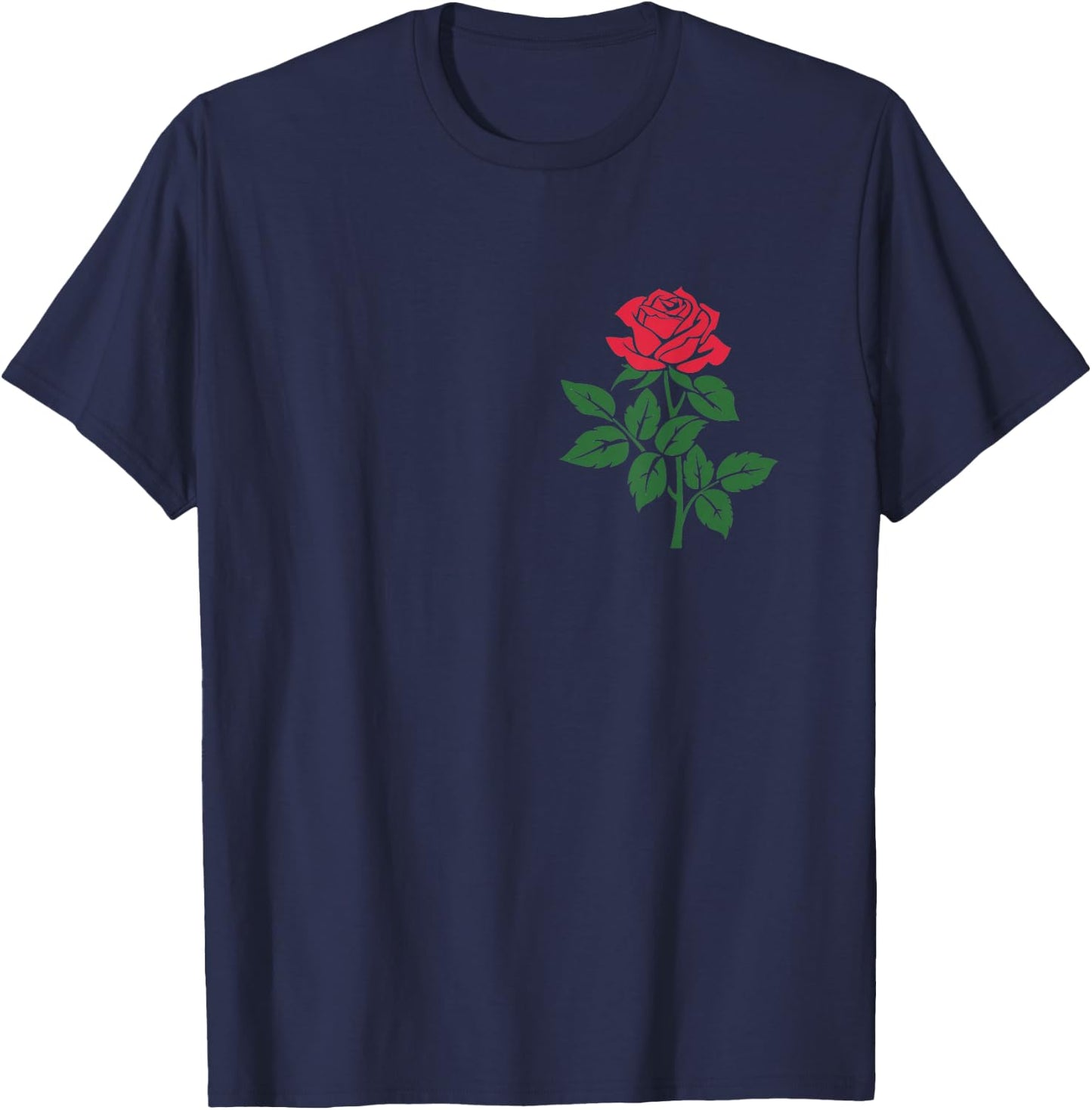 Rose Flower Floral Romantic Love Valentines Day Graphic T-Shirt - T-Shirt | Navy