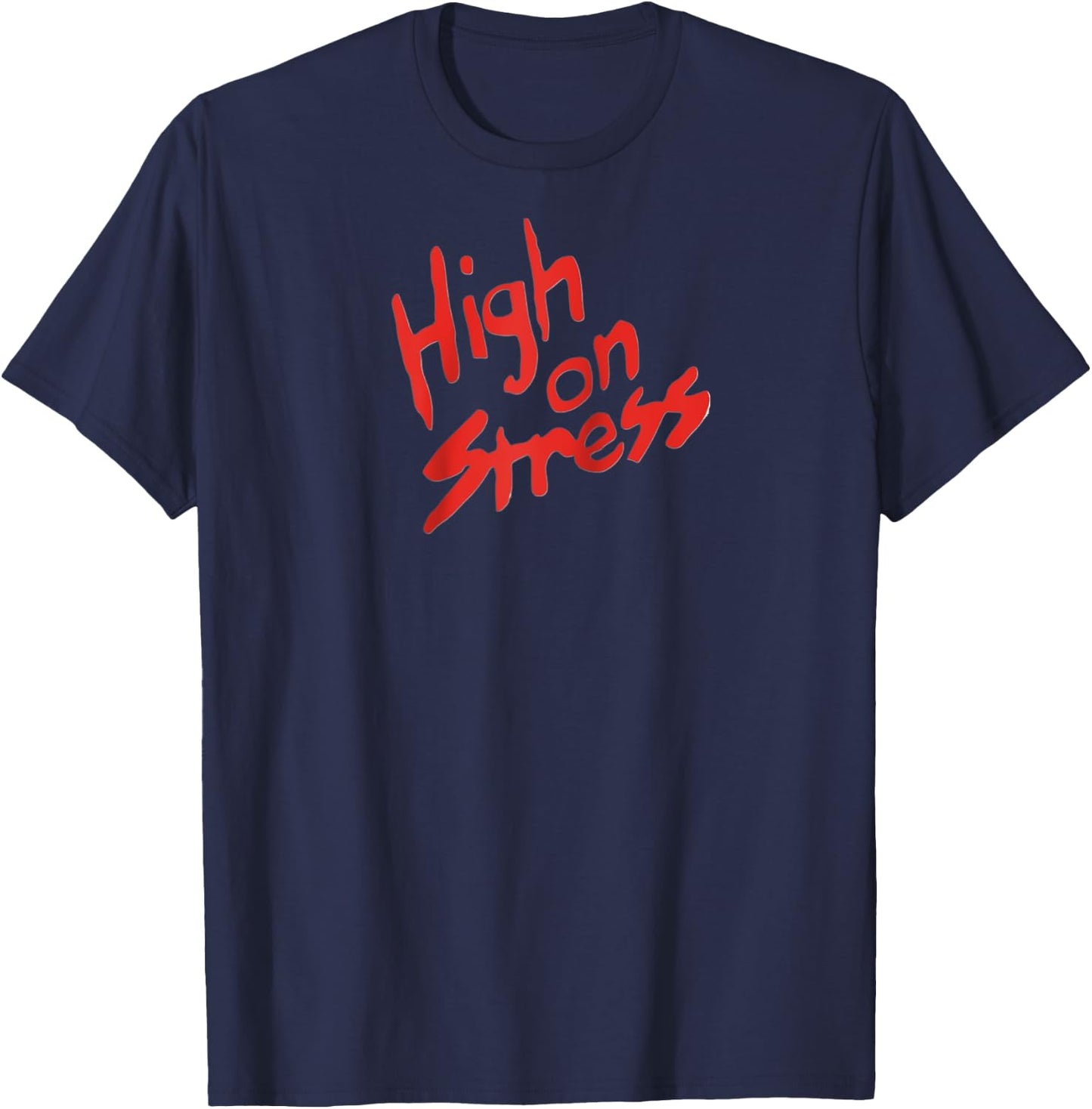 High on Stress Revenge Nerds Classic 80s Funny Vintage Retro Raglan Baseball T-Shirt - T-Shirt | Navy