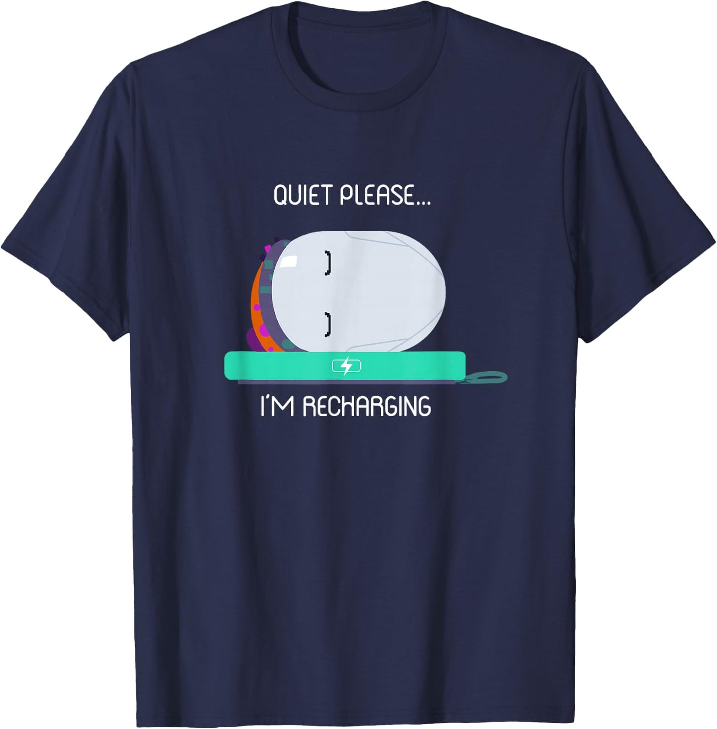 Ron's Gone Wrong Quiet Please I'm Recharging T-Shirt - T-Shirt | Navy