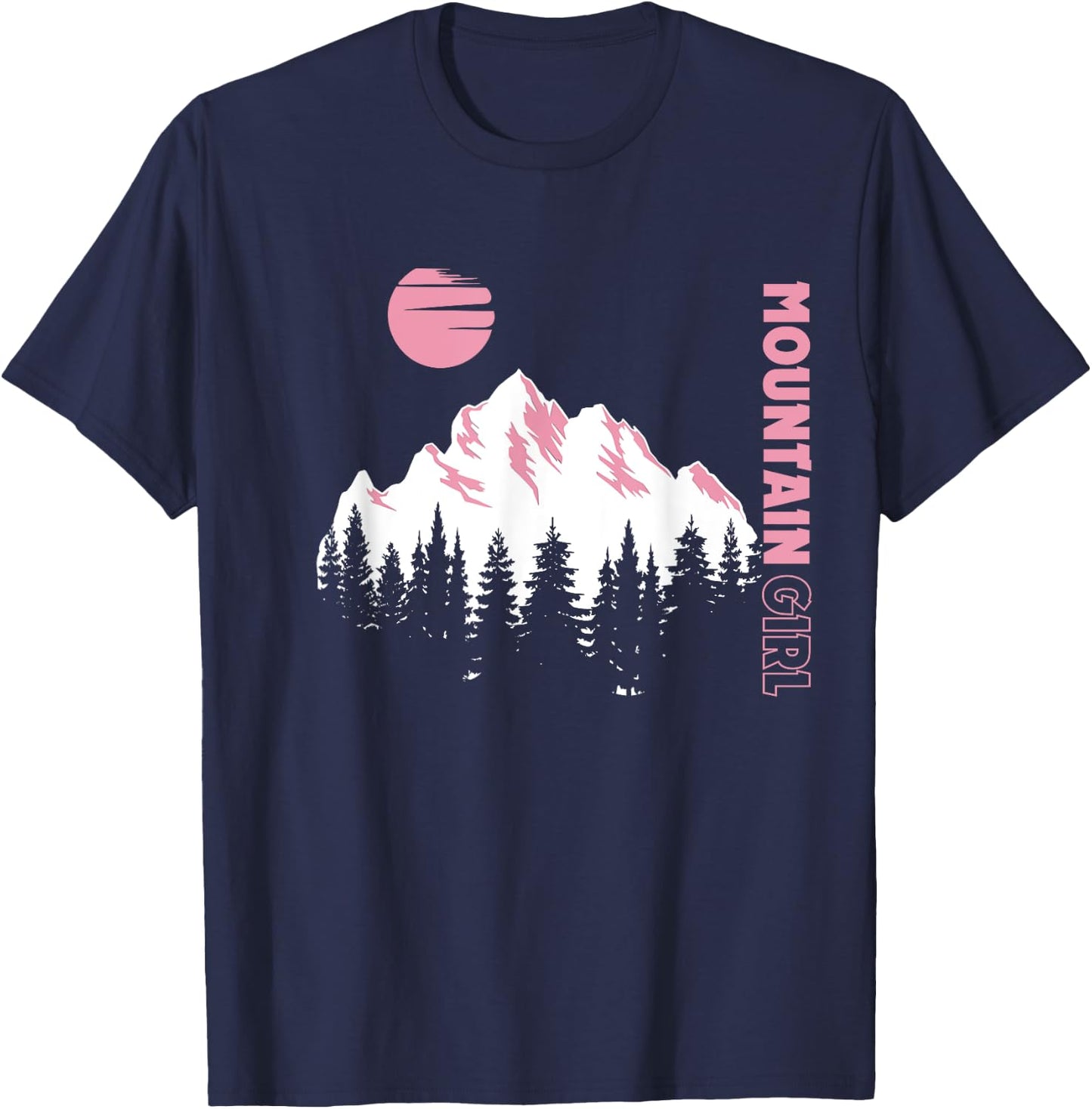 Mountain Girl Outdoor Loving Girl Mountain Moon Girl T-Shirt - T-Shirt | Navy