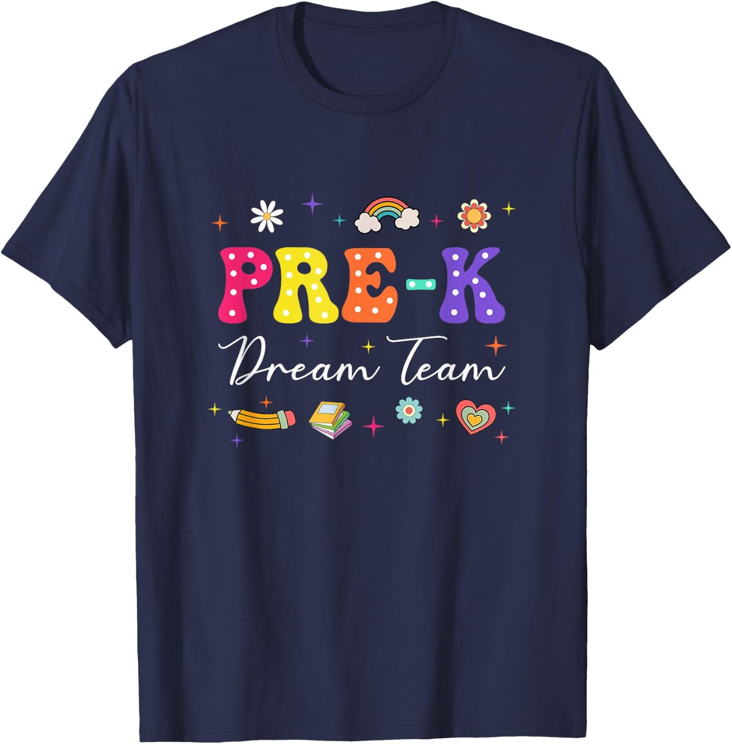Groovy Pre-K Dream Team Back To School Teacher Kids T-Shirt - T-Shirt | Navy