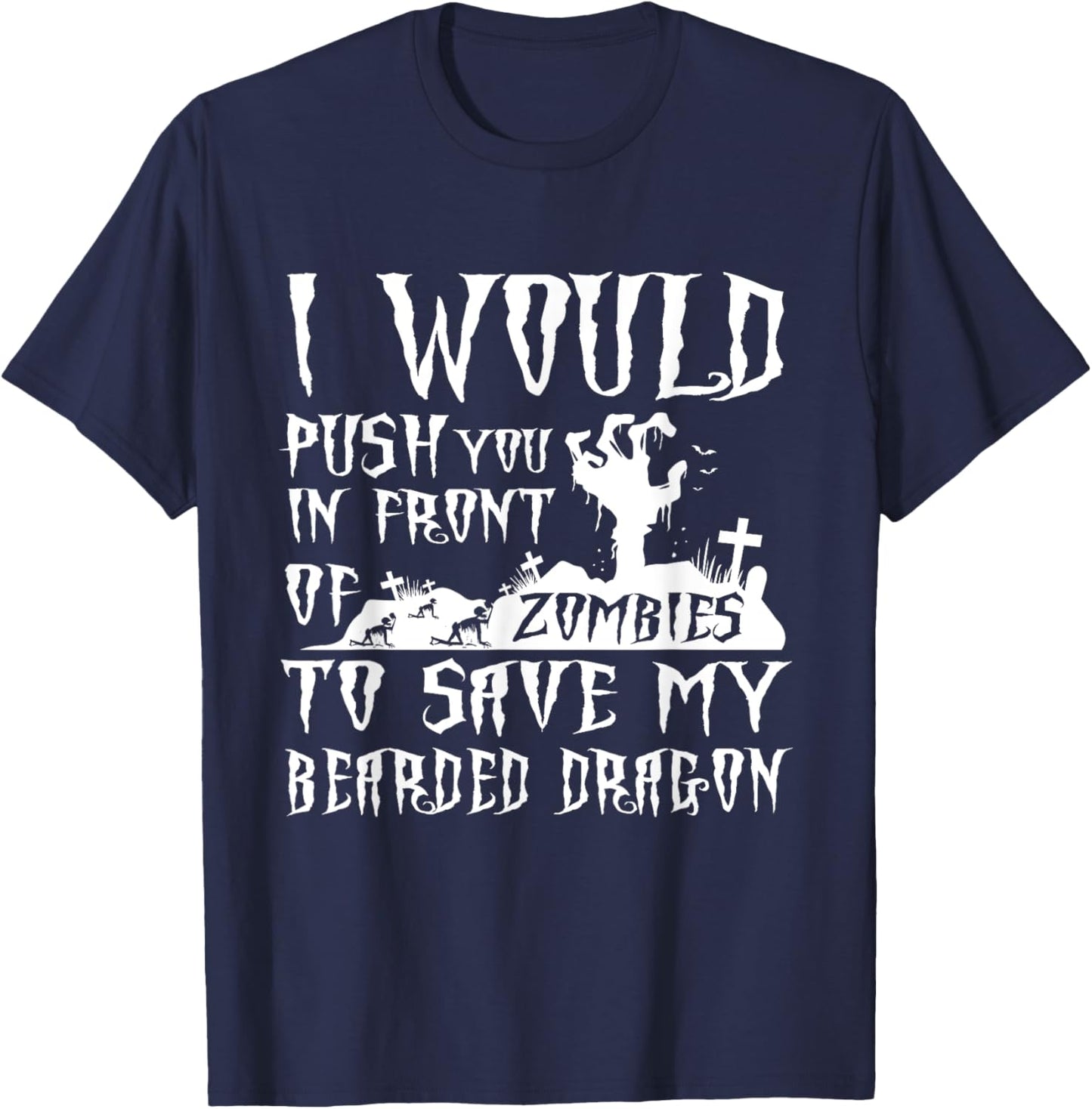 Bearded Dragon Dad Shirt Father's Day Halloween Zombies T-Shirt - T-Shirt | Navy