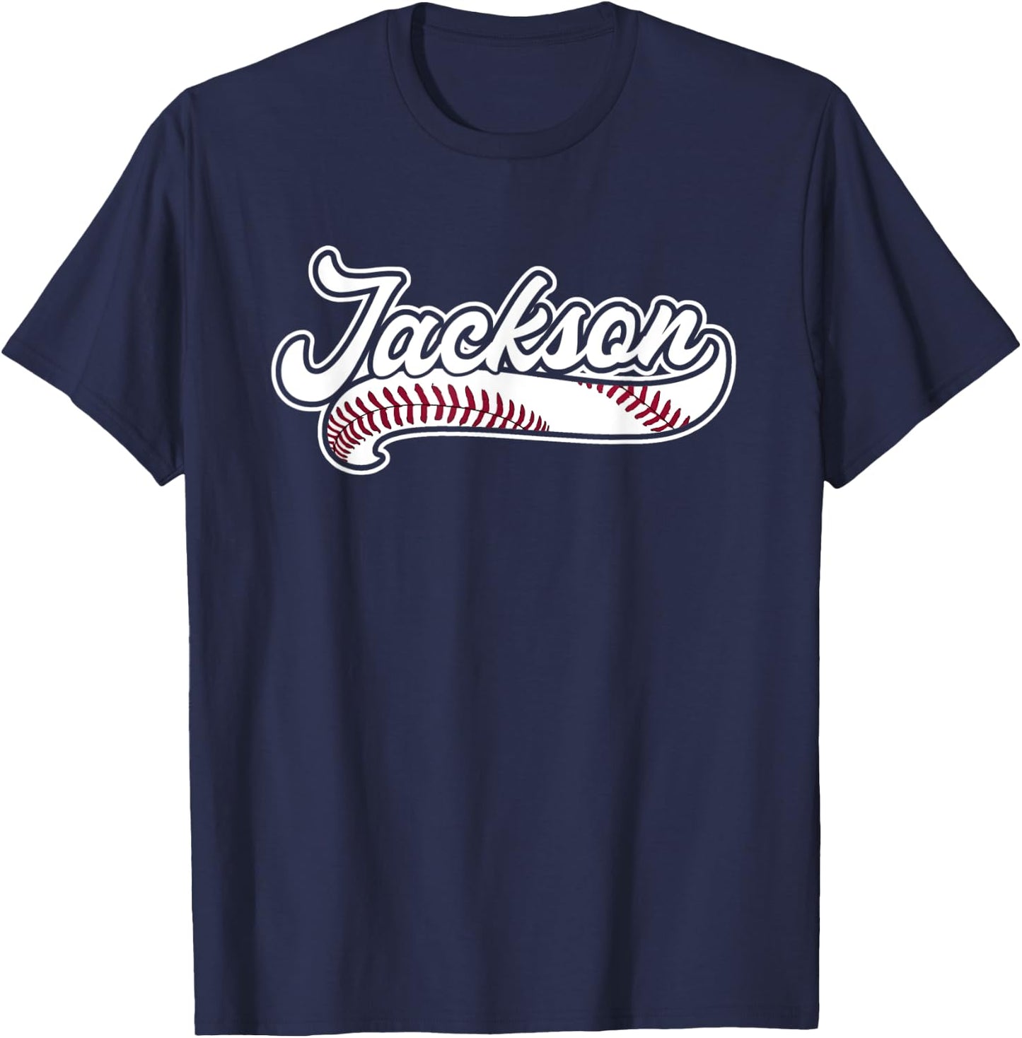 Jackson Funny Personalized Baseball Fan Birthday Name Gift T-Shirt - T-Shirt | Navy