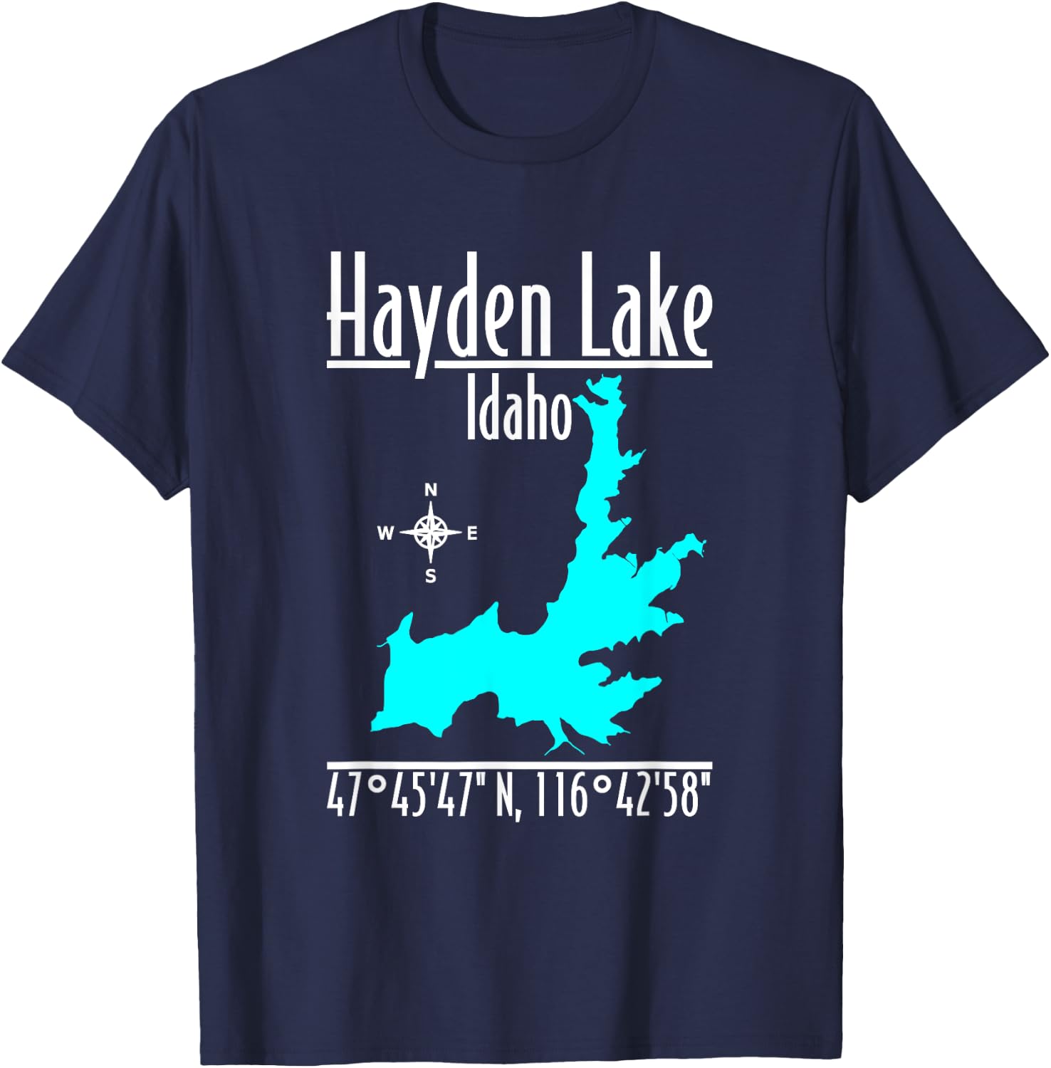 Modern Hayden Lake - Idaho T-Shirt - T-Shirt | Navy