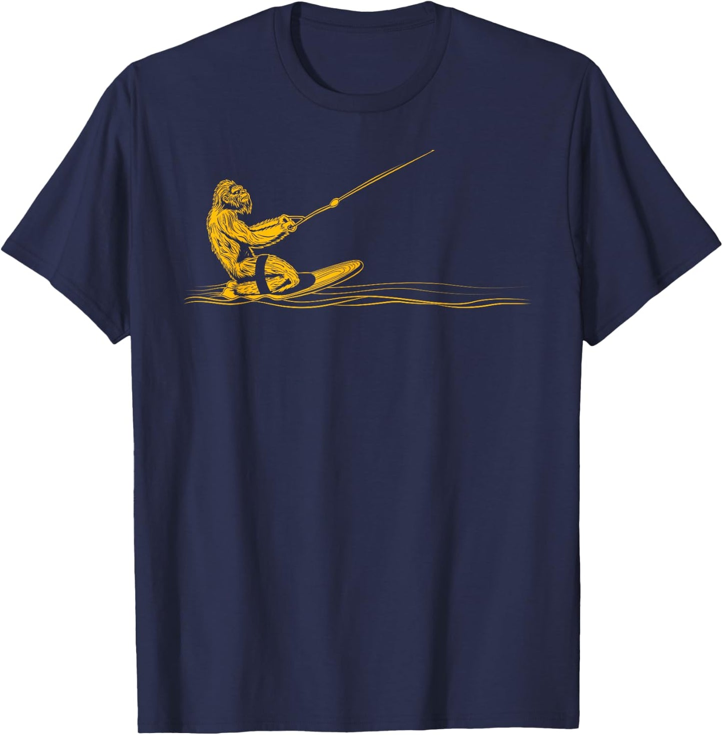 Kneeboarding Funny Bigfoot Kneeboarder T-Shirt - T-Shirt | Navy