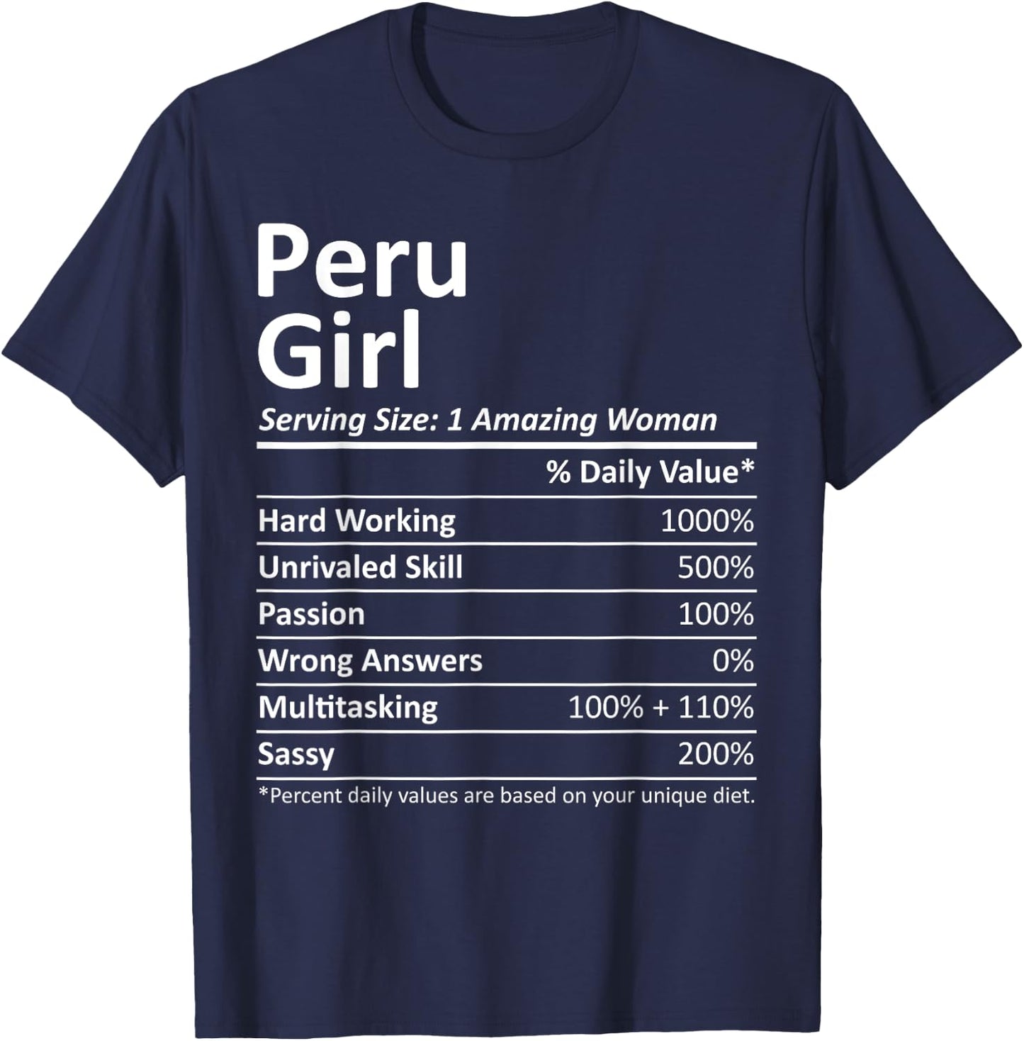 PERU GIRL IN INDIANA Funny City Home Roots USA Gift T-Shirt - T-Shirt | Navy