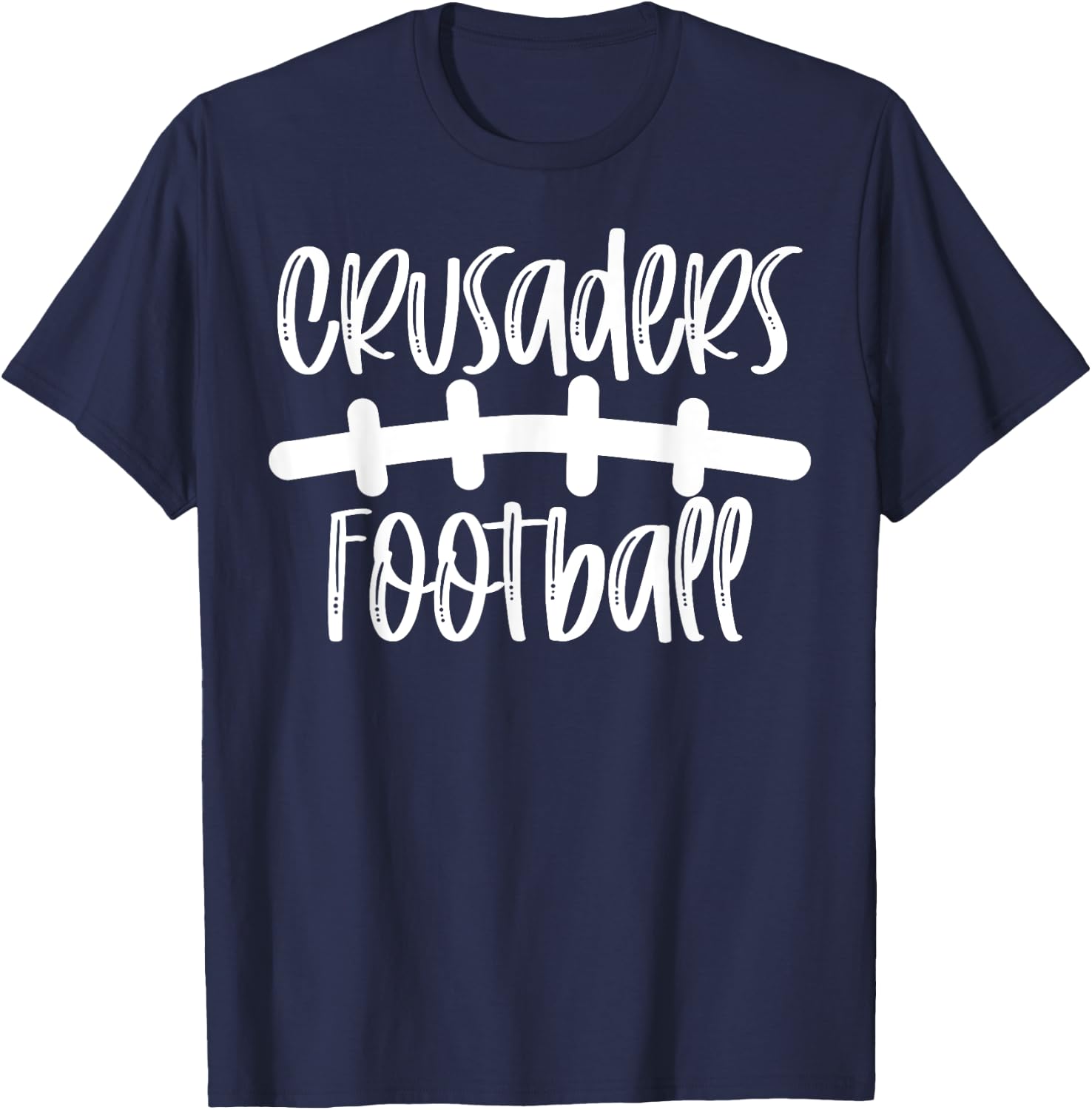 Crusaders Football School Spirit Team Mascot Game Night T-Shirt - T-Shirt | Navy
