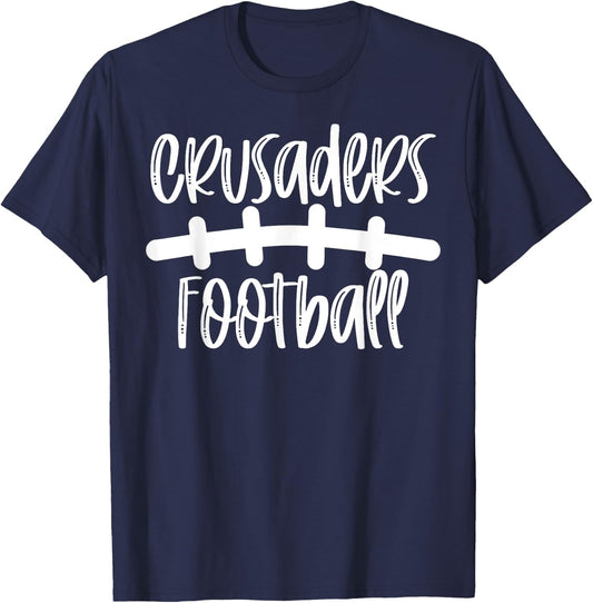 Crusaders Football School Spirit Team Mascot Game Night T-Shirt - T-Shirt | Navy