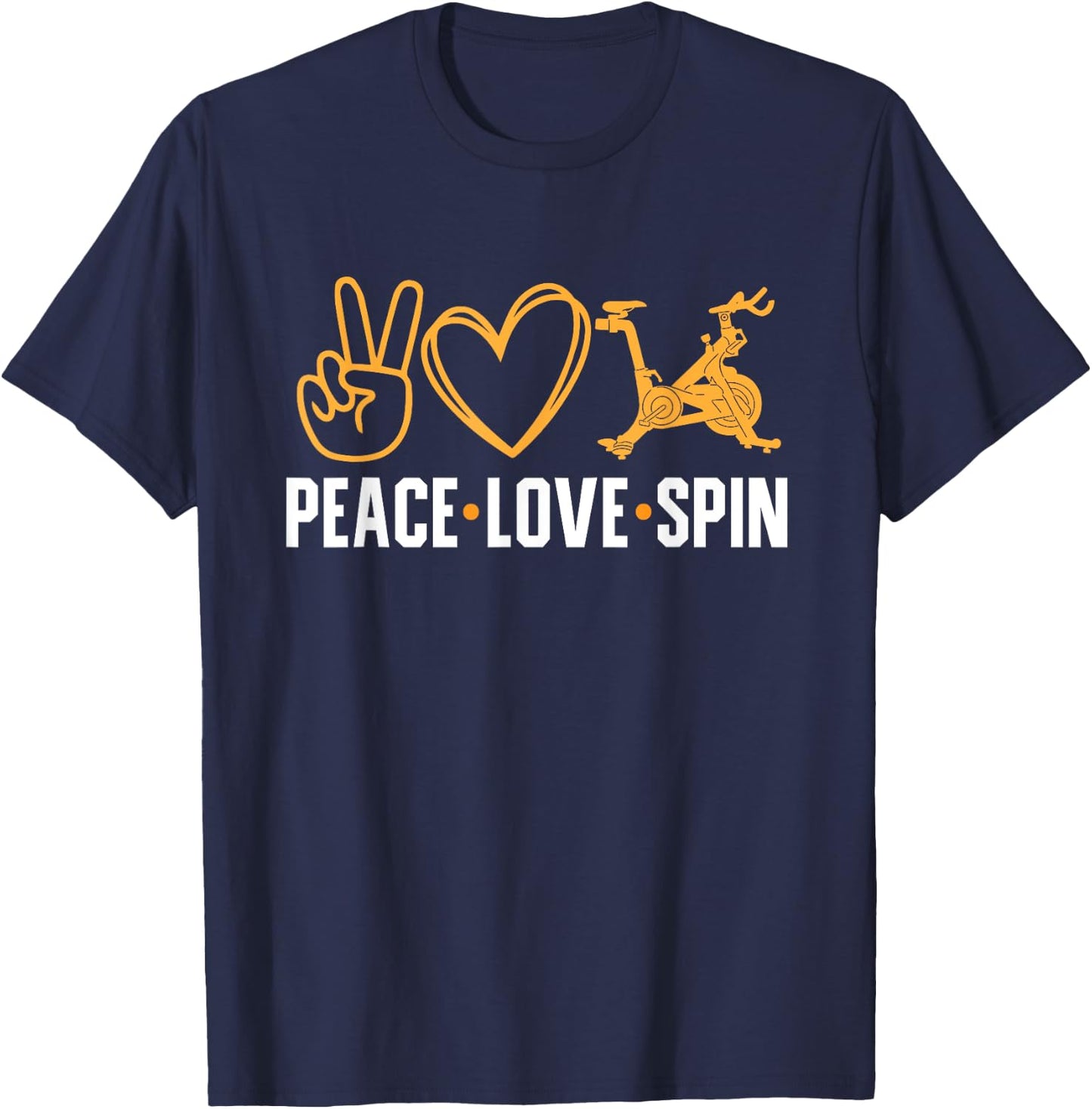 Indoor Cycling Spinning Peace Love Spin Class Workout T-Shirt - T-Shirt | Navy