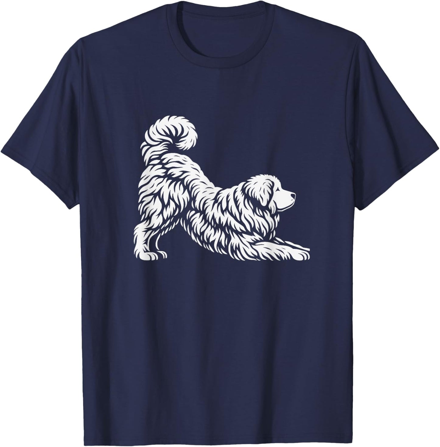 Great Pyrenees Dog Yoga Pose Graphic Design T-Shirt - T-Shirt | Navy