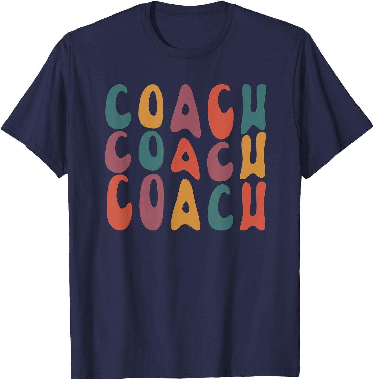 Coach Groovy Retro Colorful Design Coaching T-Shirt - T-Shirt | Navy