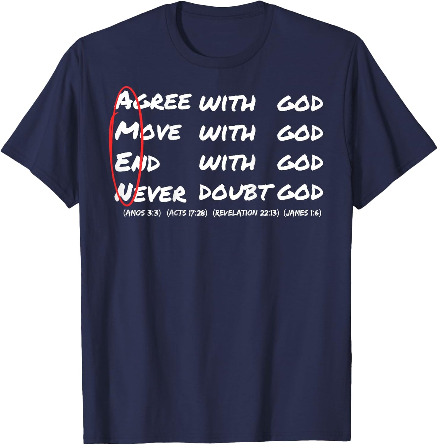 Amen Agree With God Christian Bible Verse Jesus Christ T-Shirt - T-Shirt | Navy