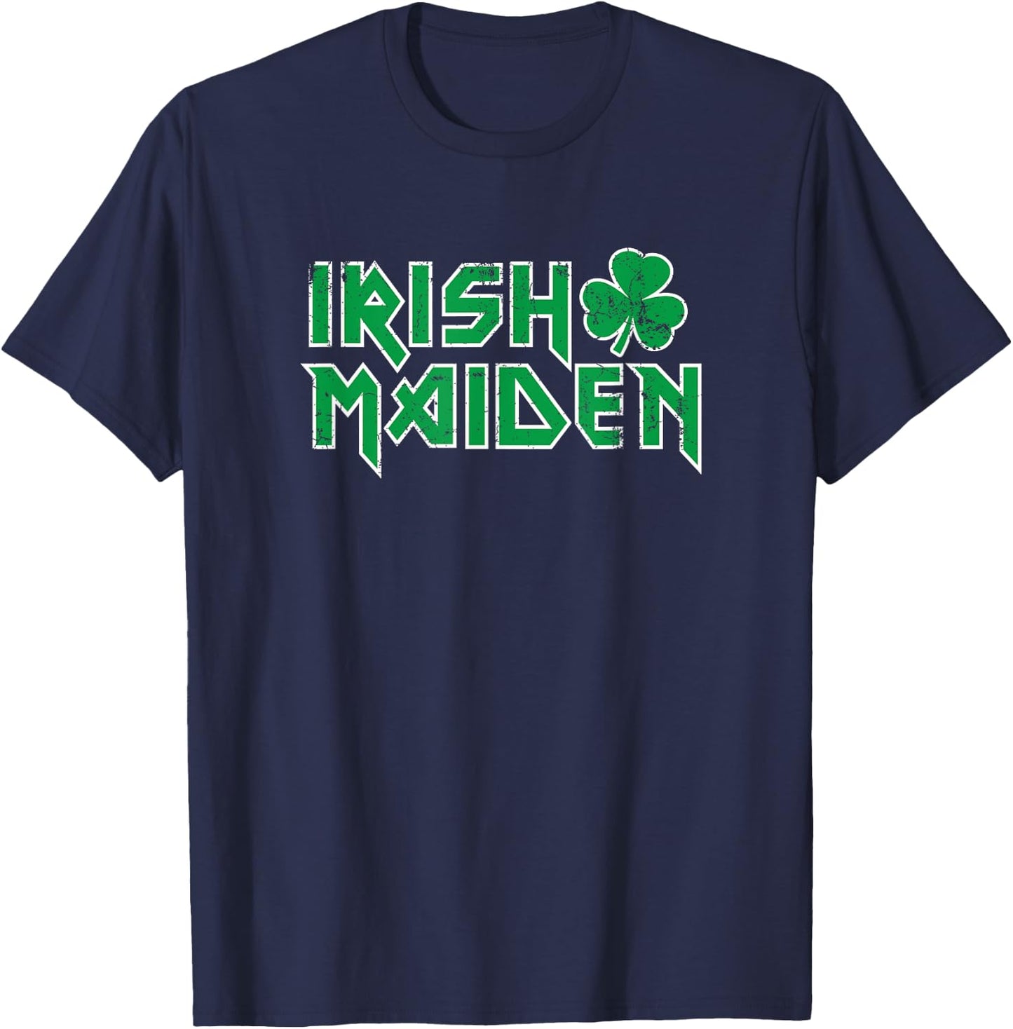 Irish Maiden, funny heavy rocker paddy maeve beer maid craic T-Shirt - T-Shirt | Navy