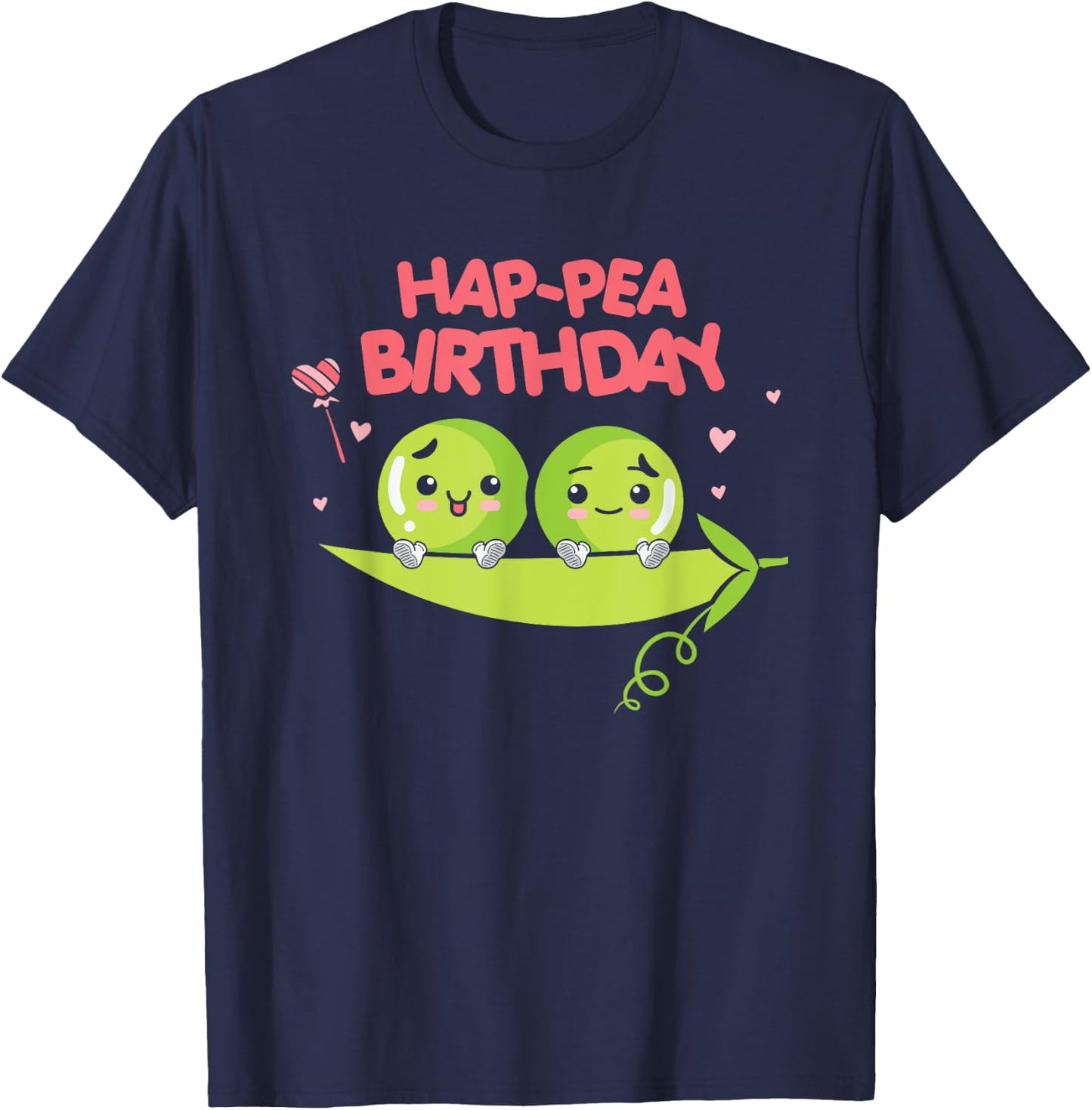 Vegan Peas Plant Based Hap-Pea Birthday Pea T-Shirt - T-Shirt | Navy
