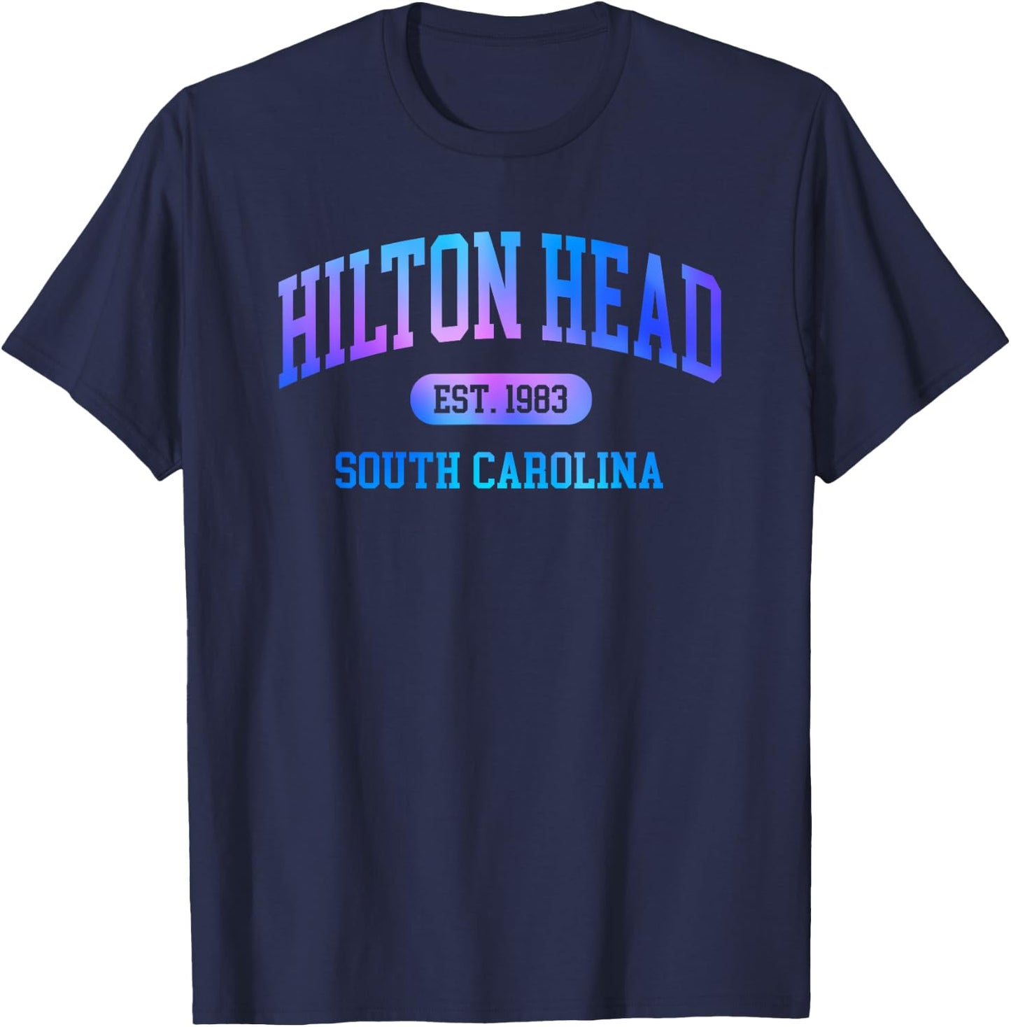 Hilton Head South Carolina Colorful Retro Throwback Girls T-Shirt - T-Shirt | Navy