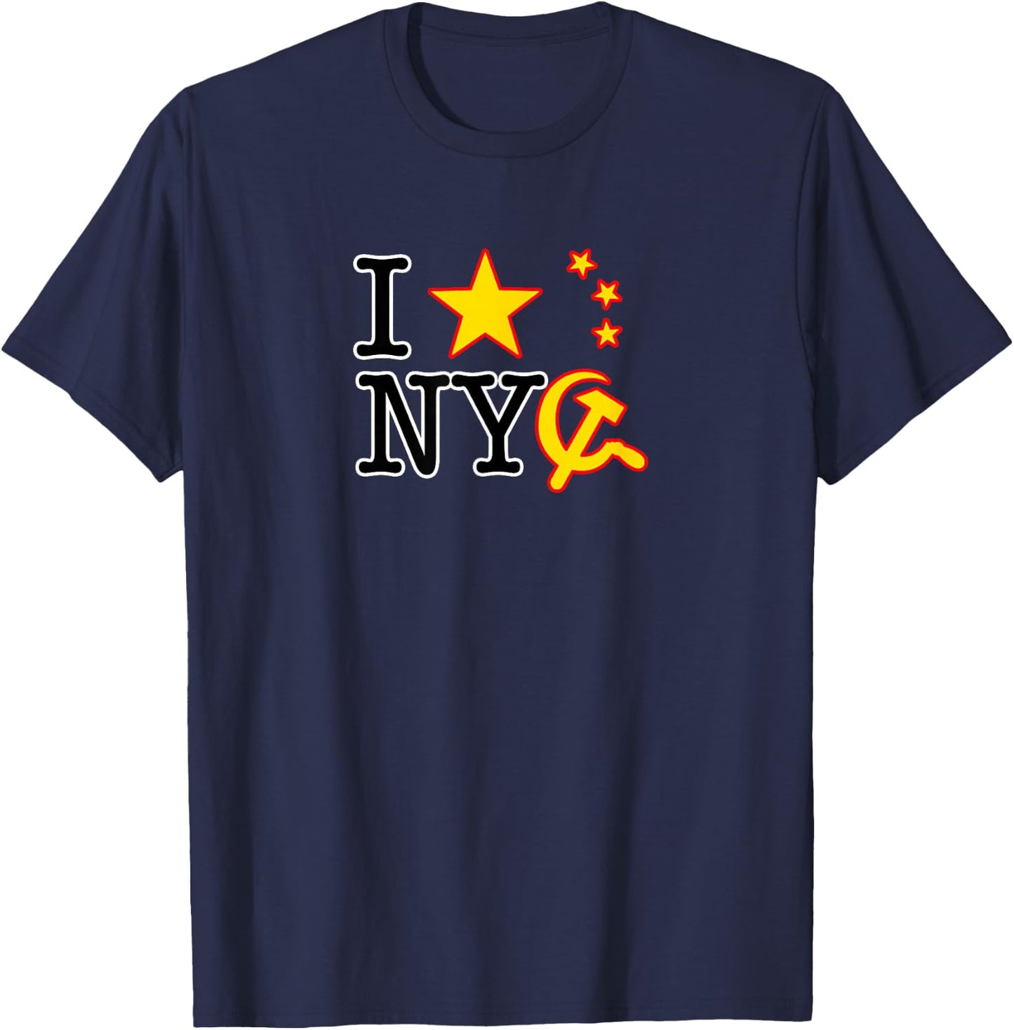 I Heart NYC - Love Socialist Hammer & Sickle Star Design T-Shirt - T-Shirt | Navy