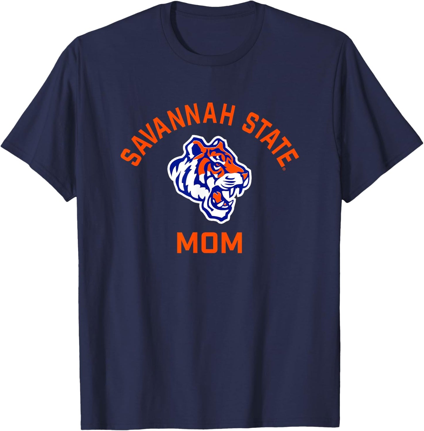 Savannah State University SSU Tigers Arched Mom T-Shirt - T-Shirt | Navy