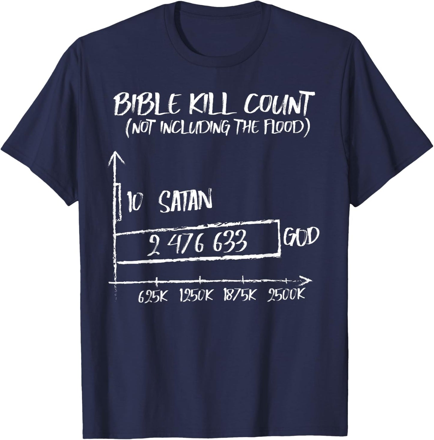 Funny Bible Kill Count God Satan T-Shirt - T-Shirt | Navy