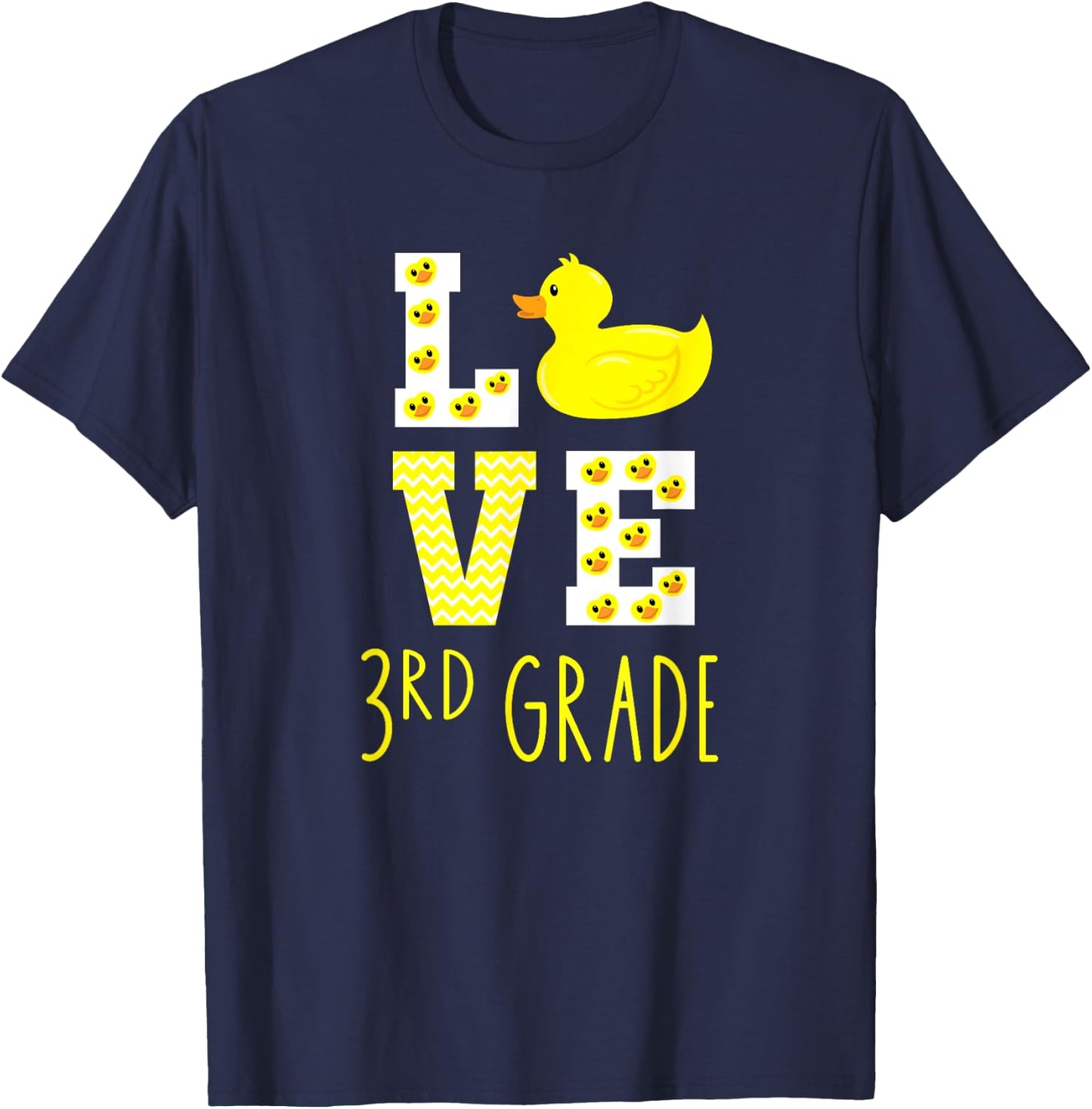 Love 3rd Grade Back To School Yellow Duck 3rd Grade Teacher Women Kids T-Shirt - T-Shirt | Navy