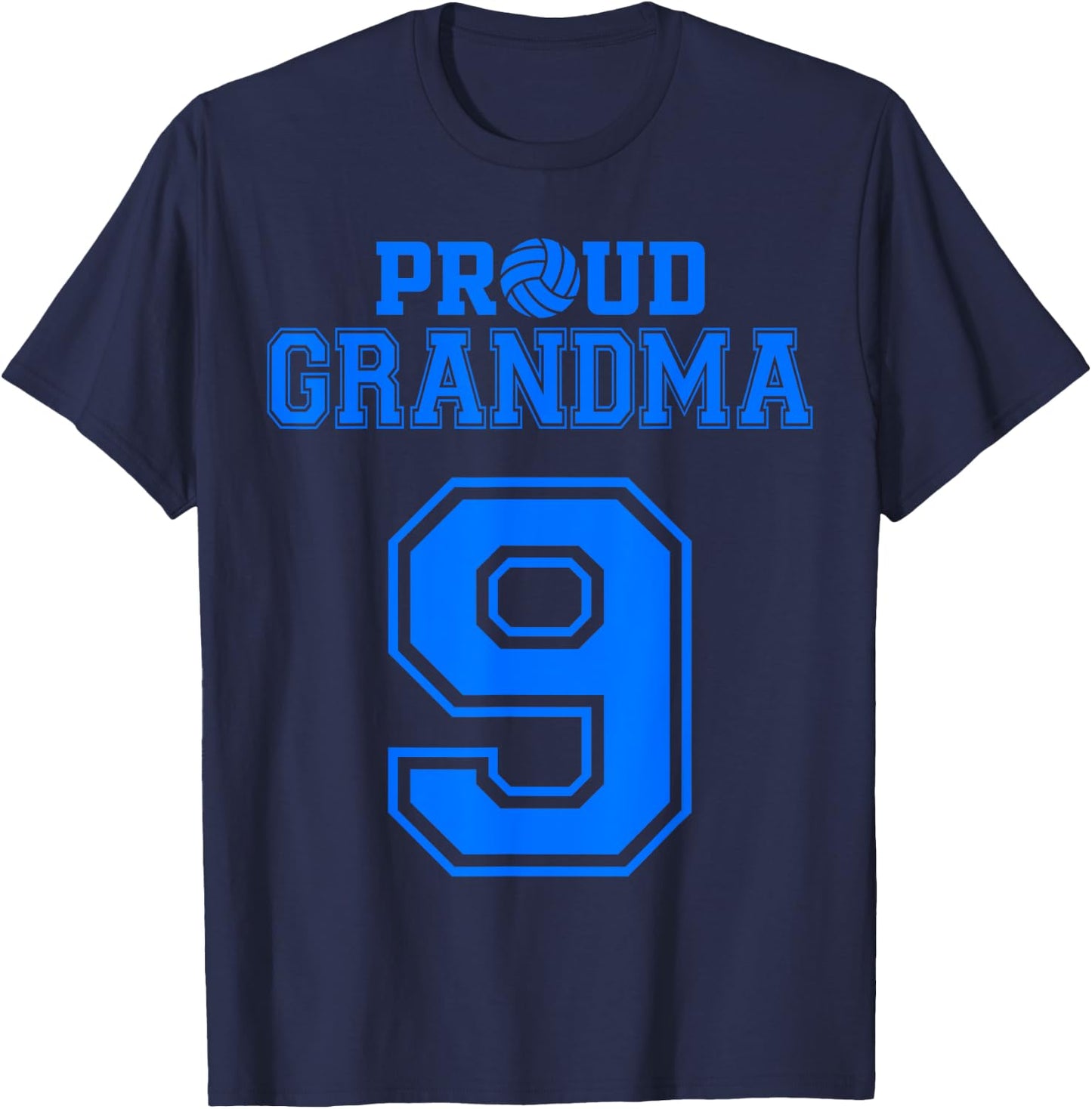 Proud Volleyball Grandma Number 9 B T-Shirt - T-Shirt | Navy