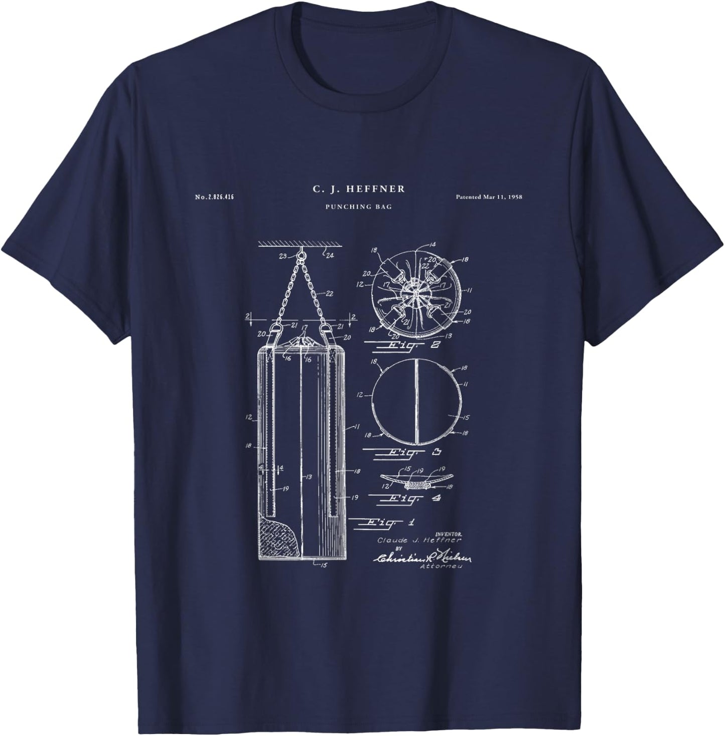 Punching Bag Patent - Boxing T-Shirt - T-Shirt | Navy
