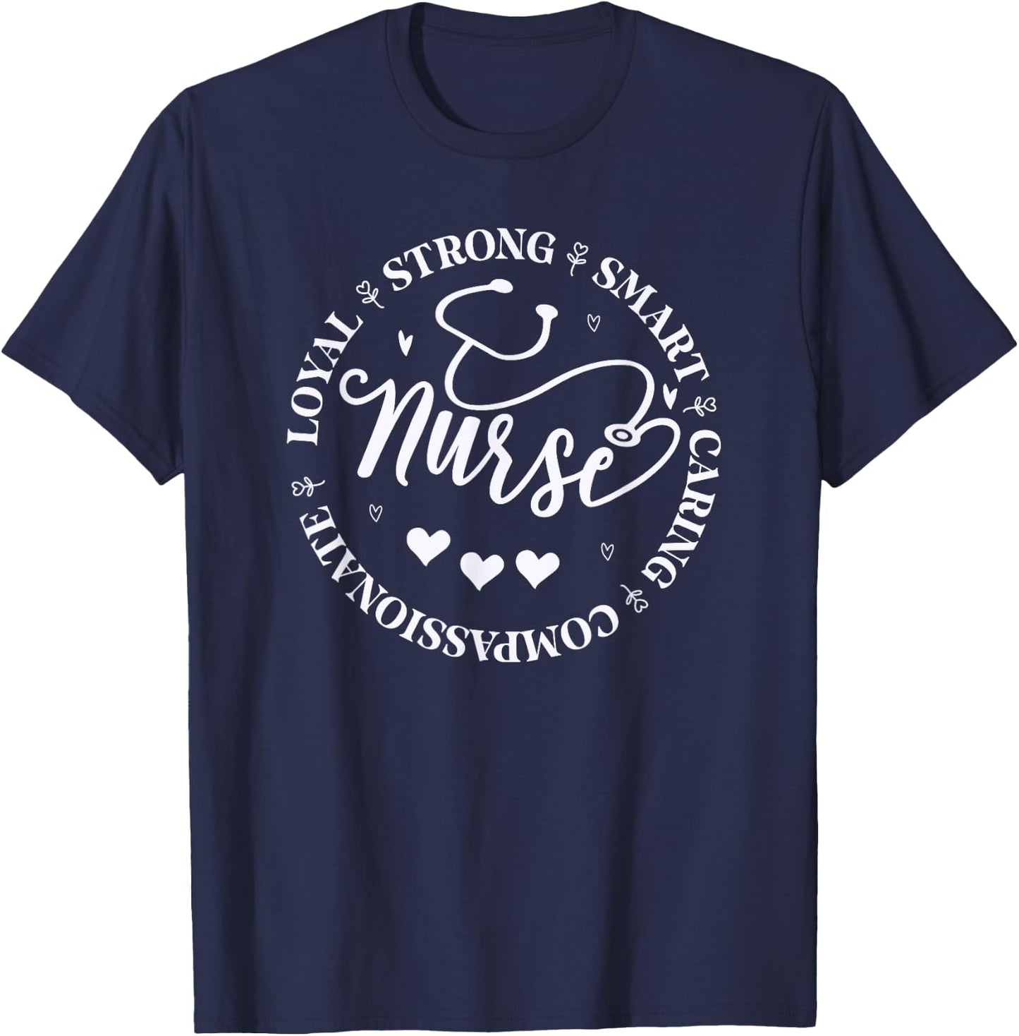 Nursing School Nurse Life funny Nurse Heart Stethoscope T-Shirt - T-Shirt | Navy