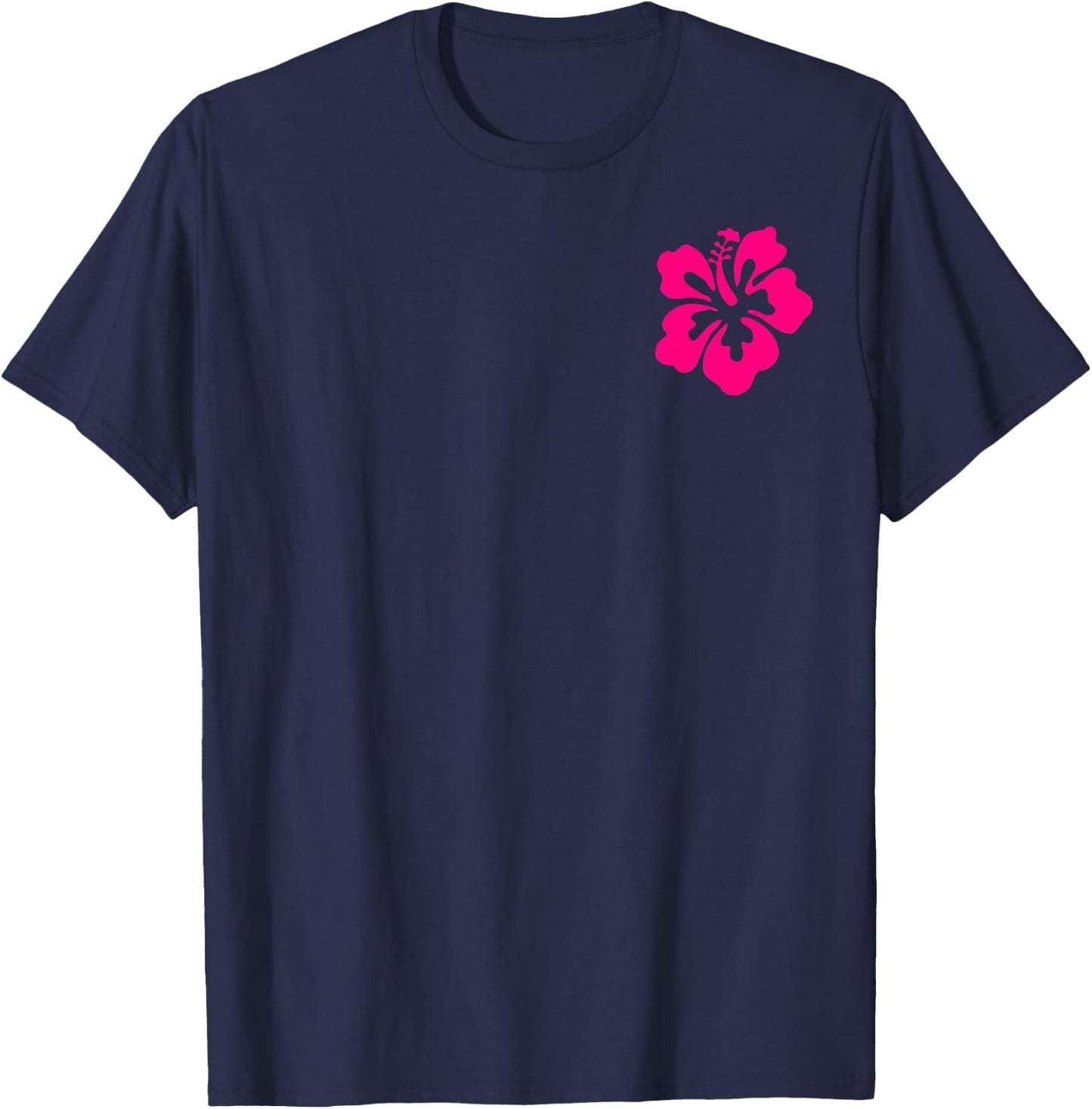 Beach Bum, FULL BACK GRAPHIC, Summer Surf Beach Hibiscus T-Shirt - T-Shirt | Navy