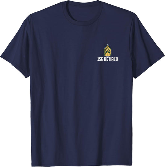 Retired E-8 First Sergeant 1SG Rank Insignia Logo Military T-Shirt - T-Shirt | Navy