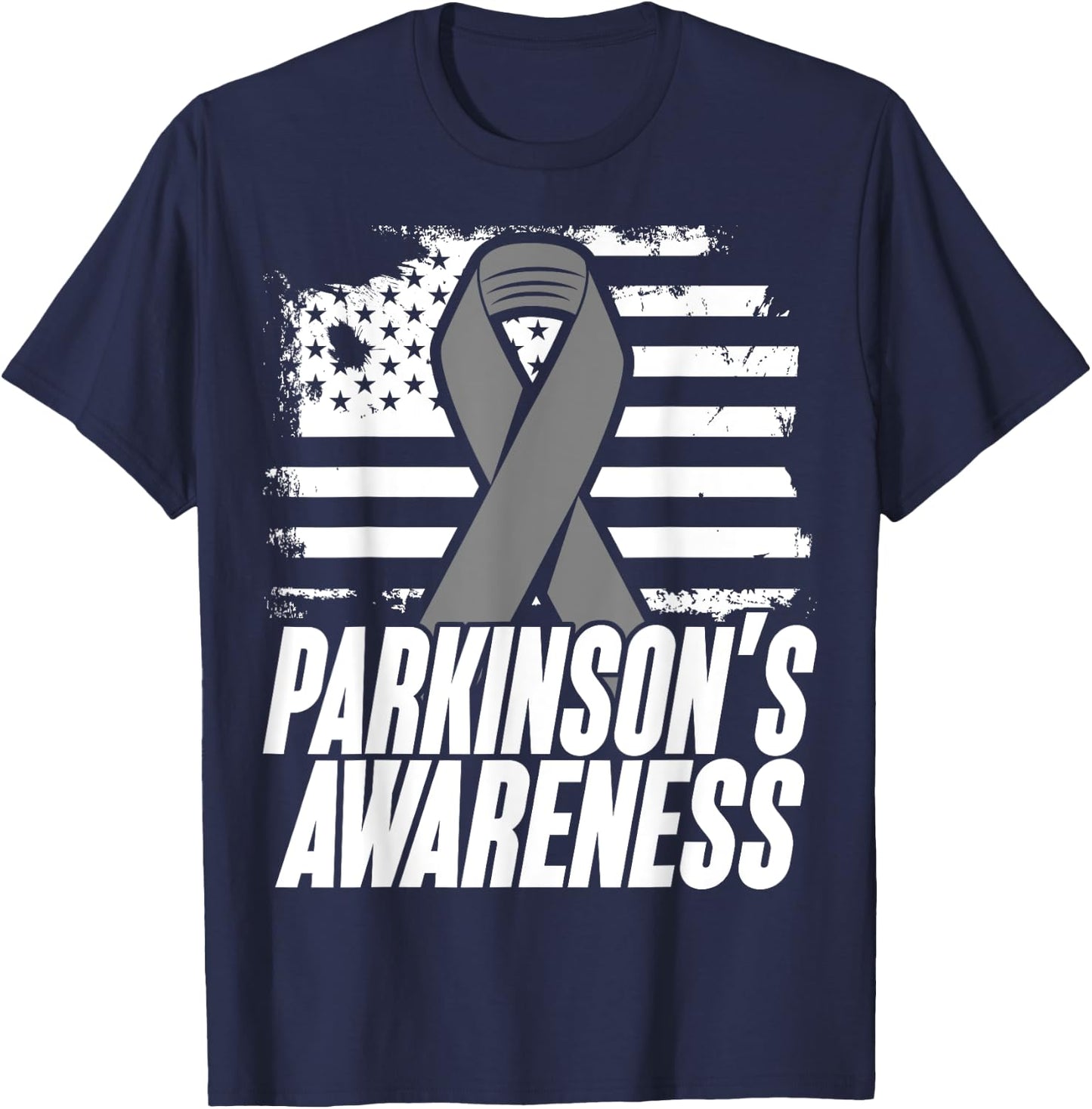 American Flag Gift Parkinson's Disease Patients Women Kids Men T-Shirt - T-Shirt | Navy