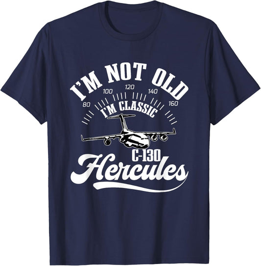 C-130 Hercules American USA Military Airplane , Small, Black T-Shirt - T-Shirt | Navy