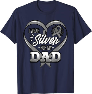 I Wear Silver For My Dad Gray Ribbon Degenerative Disorder T-Shirt - T-Shirt | Navy