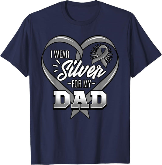 I Wear Silver For My Dad Gray Ribbon Degenerative Disorder T-Shirt - T-Shirt | Navy