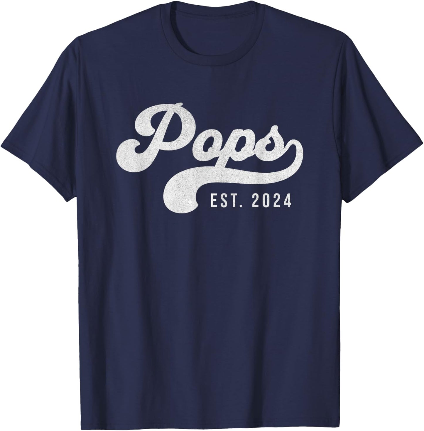 Pops Est 2024 New Pops Promoted To Pops Father's Day T-Shirt - T-Shirt | Navy