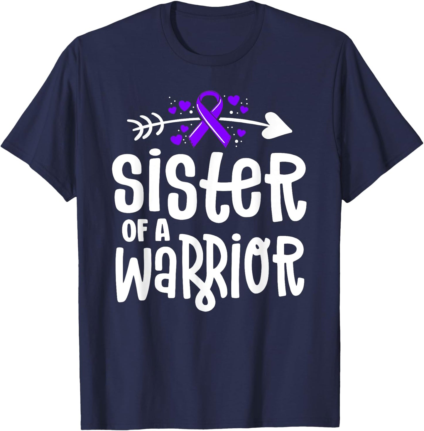 Sister Of A Warrior Hodgkins Lymphoma Cancer Family Support T-Shirt - T-Shirt | Navy