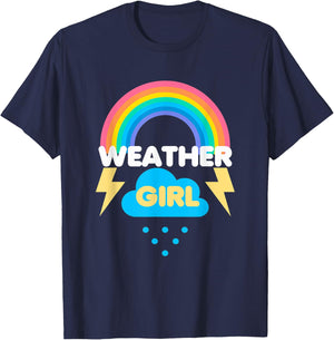 Weather Girl - Future Meteorologist Kid Cute Rainbow T-Shirt - T-Shirt | Navy