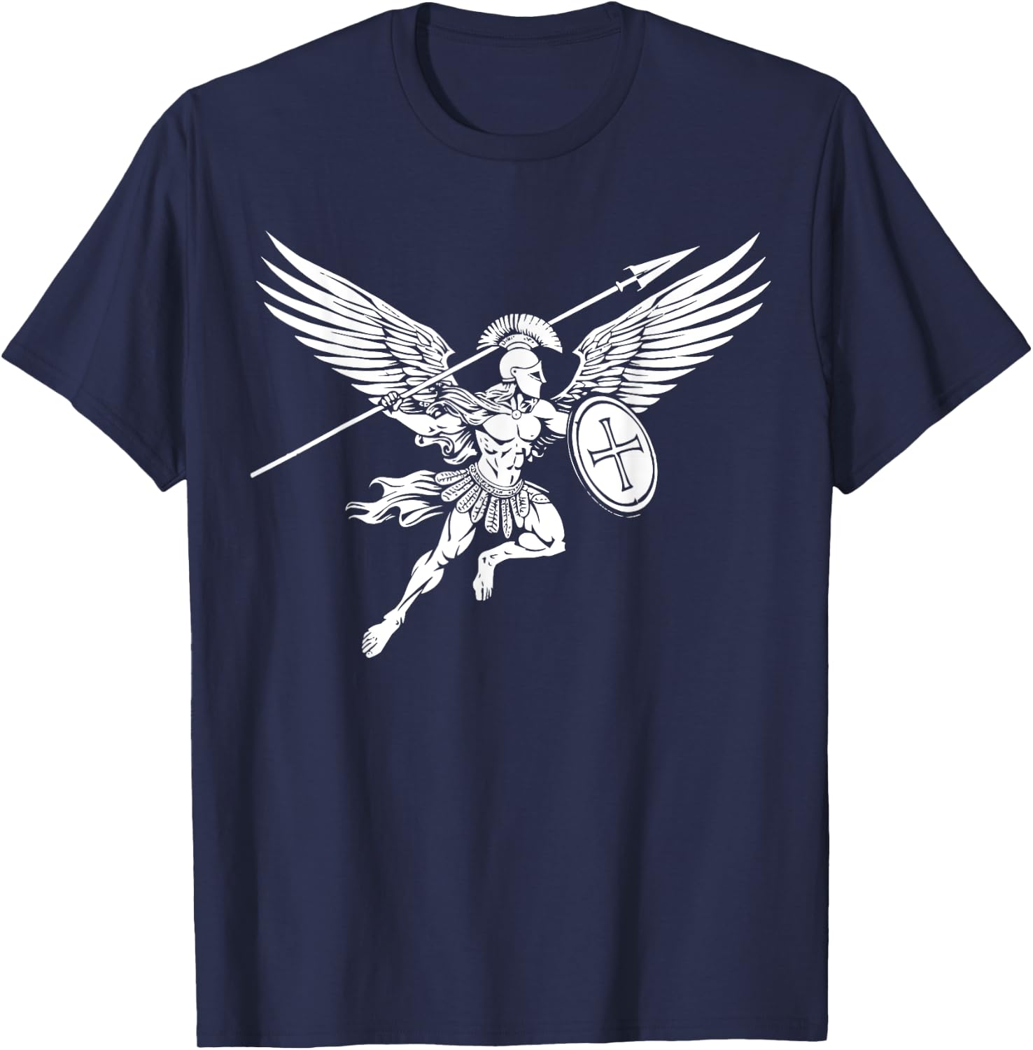 Archangel Catholic Religion Christianity Guardian Angel T-Shirt - T-Shirt | Navy