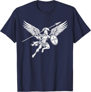 Archangel Catholic Religion Christianity Guardian Angel T-Shirt - T-Shirt | Navy