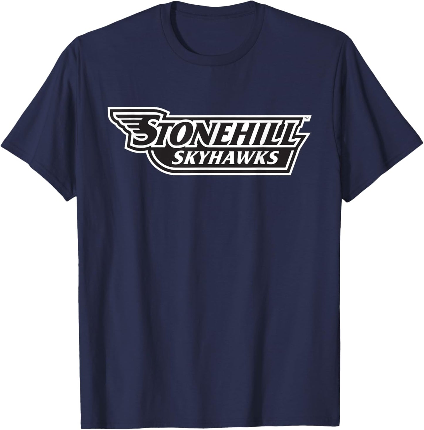 Stonehill College Skyhawks Text Logo T-Shirt - T-Shirt | Navy